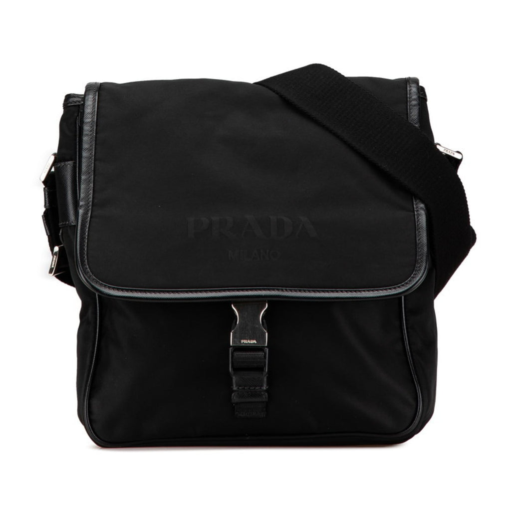 Prada Black Nylon Leather Shoulder Bag