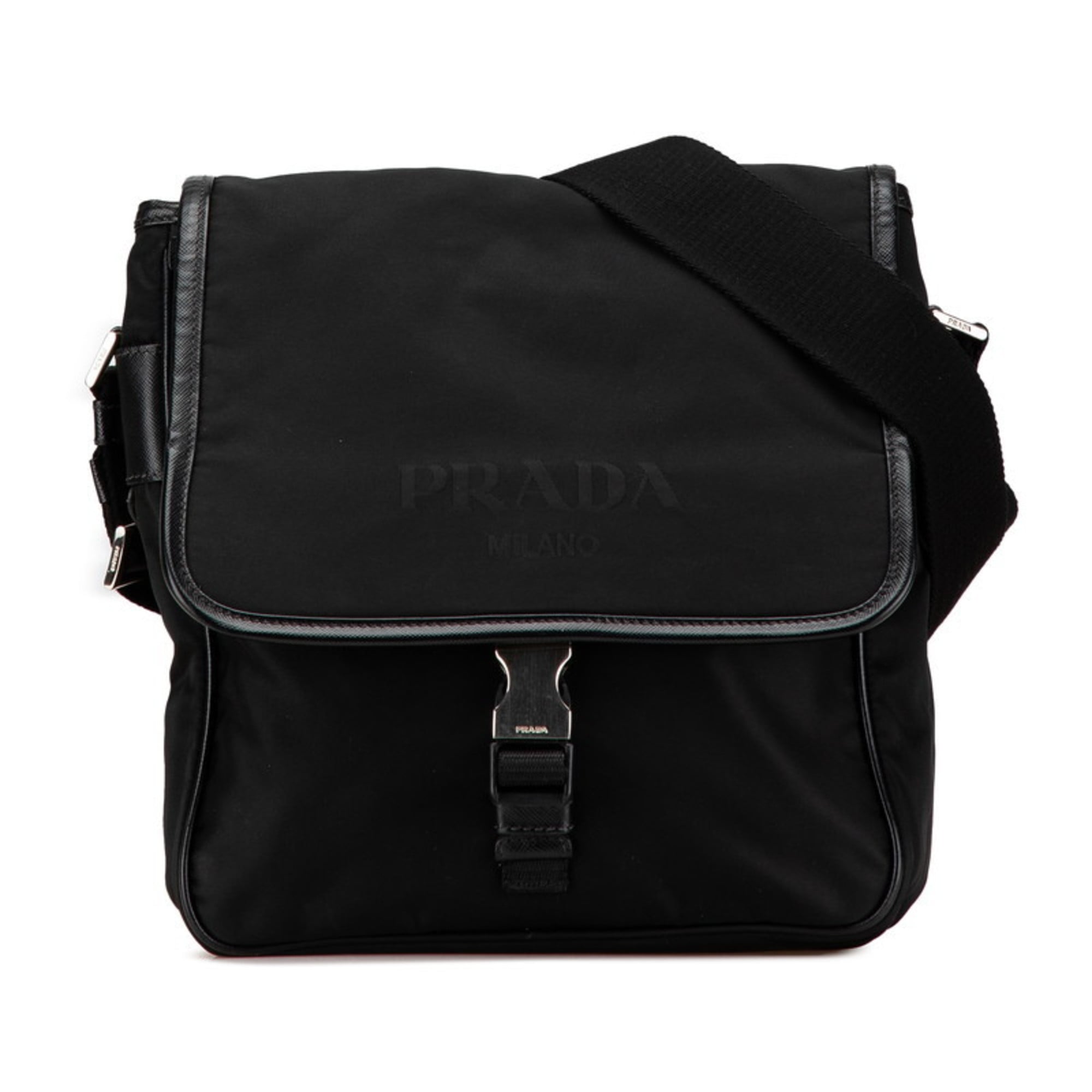 Prada Black Nylon Leather Shoulder Bag