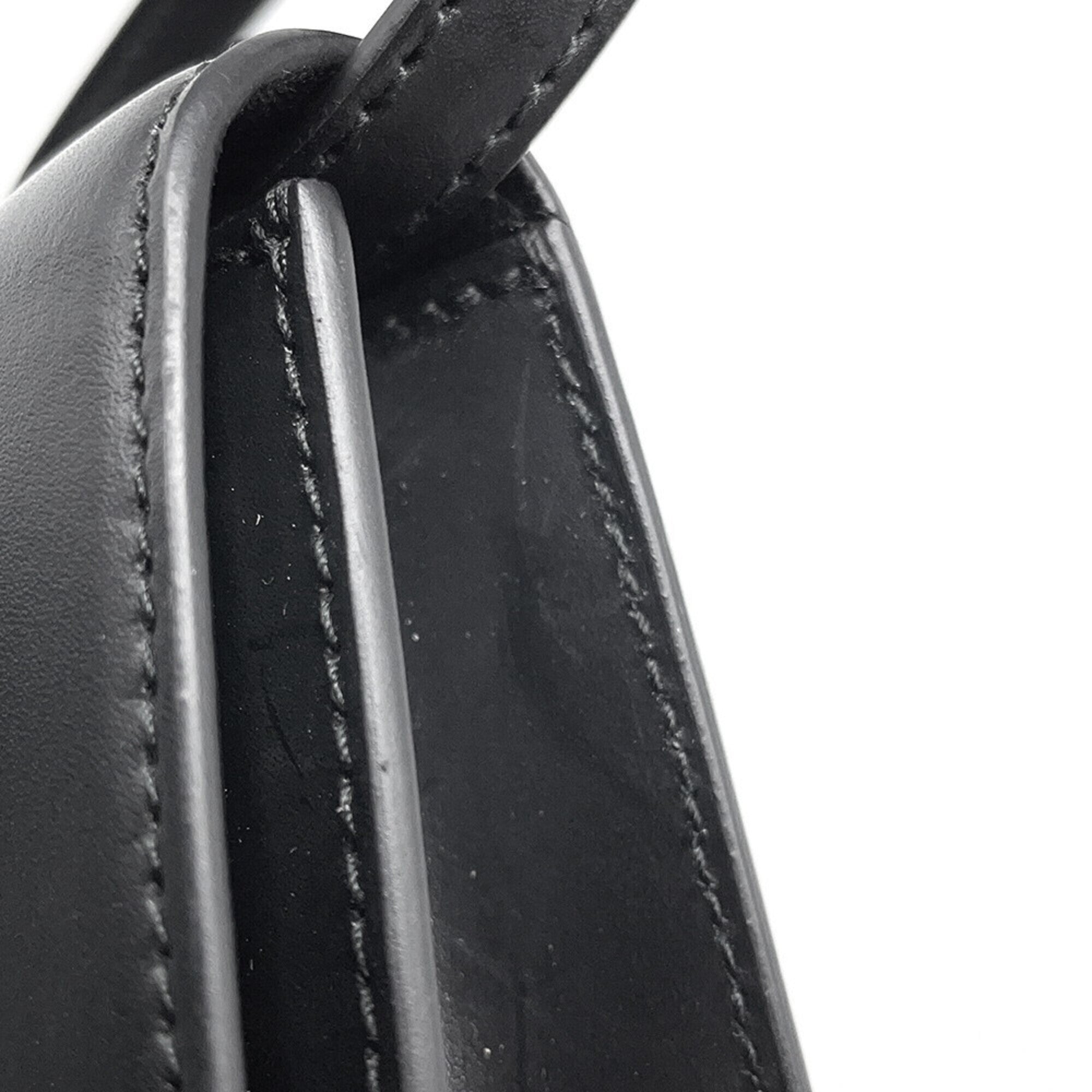 Balenciaga Black Leather Handbag Pouch Shoulder