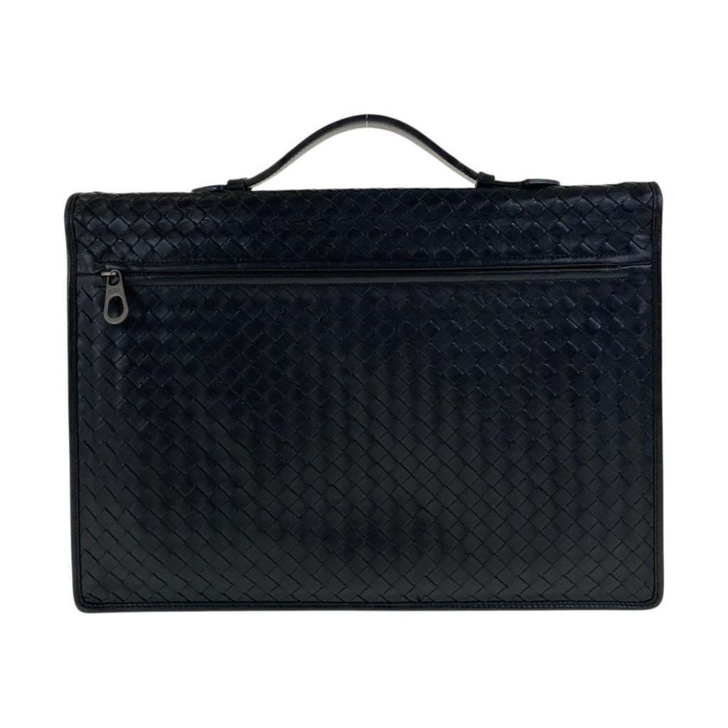 Bottega Veneta Intrecciato Black Leather Briefcase