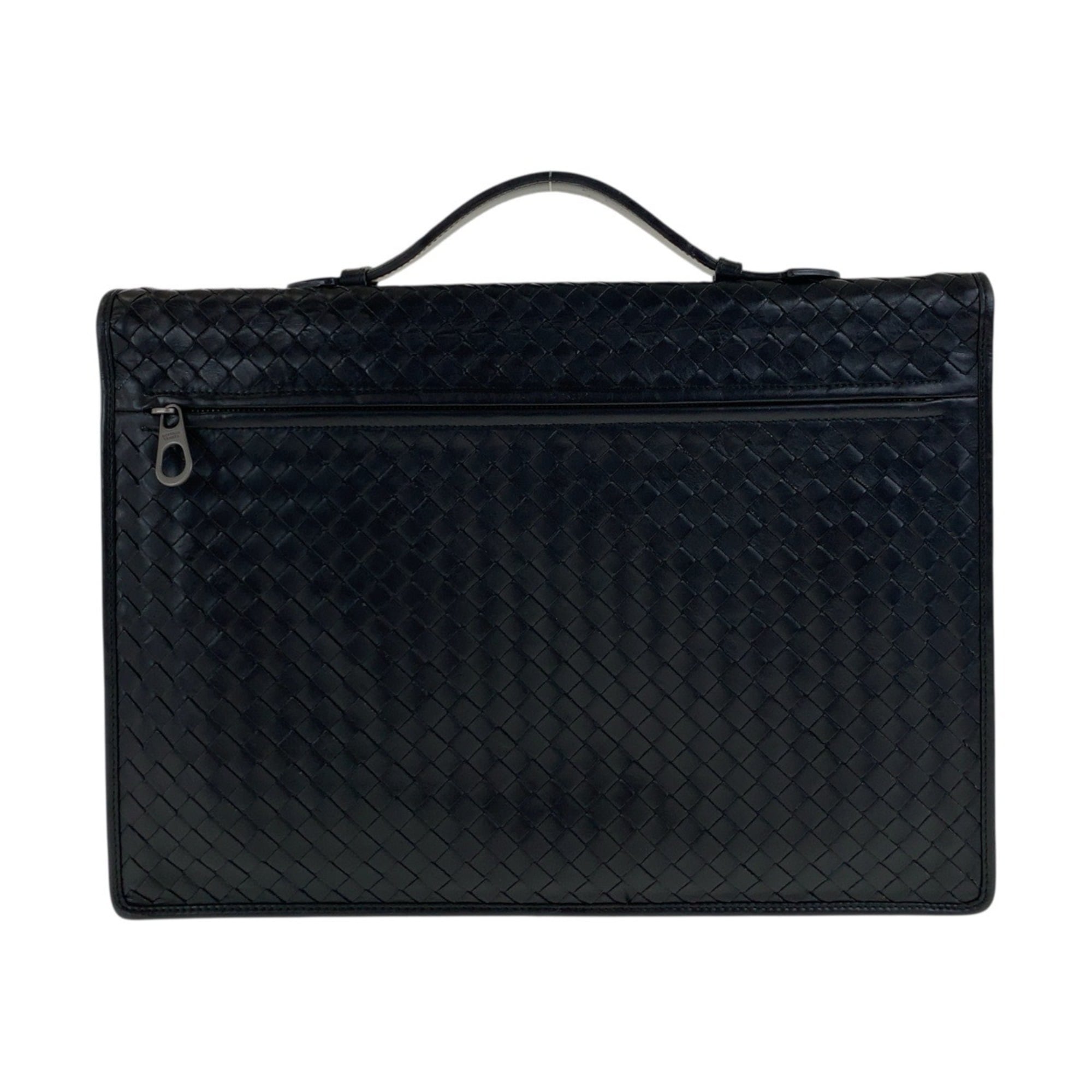 Bottega Veneta Intrecciato Black Leather Briefcase