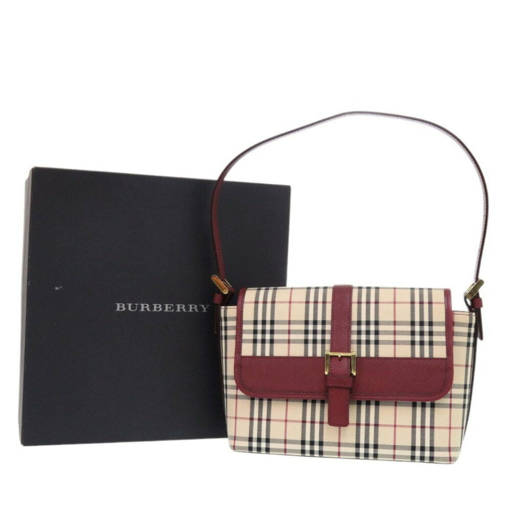 Burberry Beige Canvas Leather Handbag Shoulder Bag