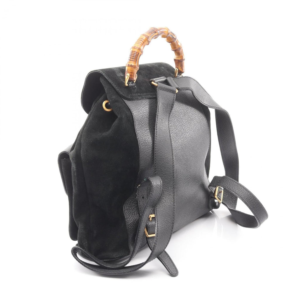 Gucci Black Suede Leather Backpack (Pre-Owned)