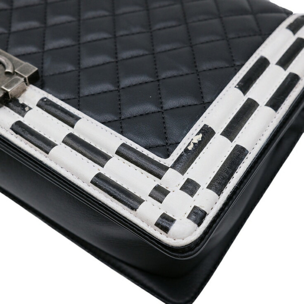 Chanel Boy Chanel Black White Leather Shoulder Bag