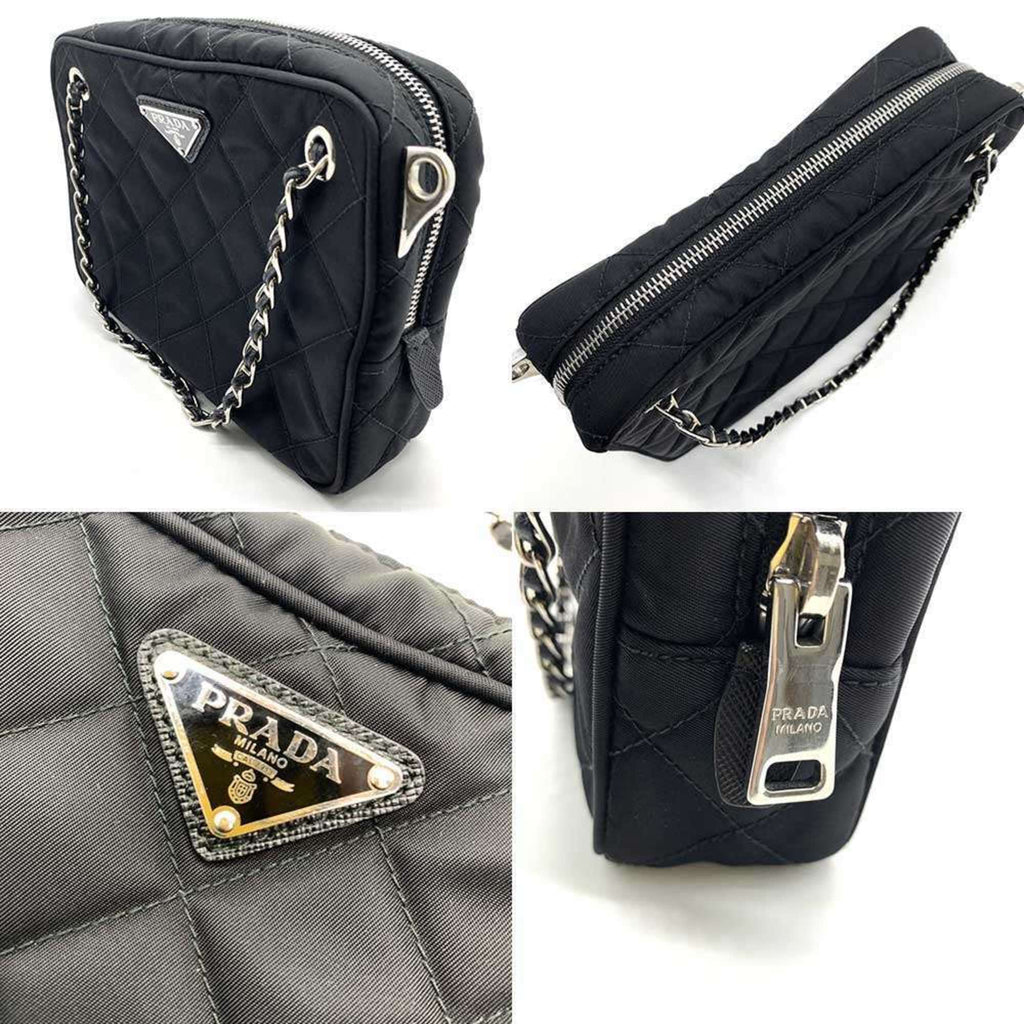 Prada Black Nylon Leather Handbag
