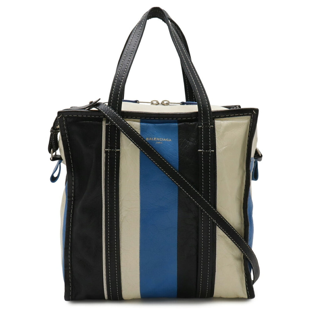 Balenciaga Beige Gray Orange White Leather Shoulder Bag Tote