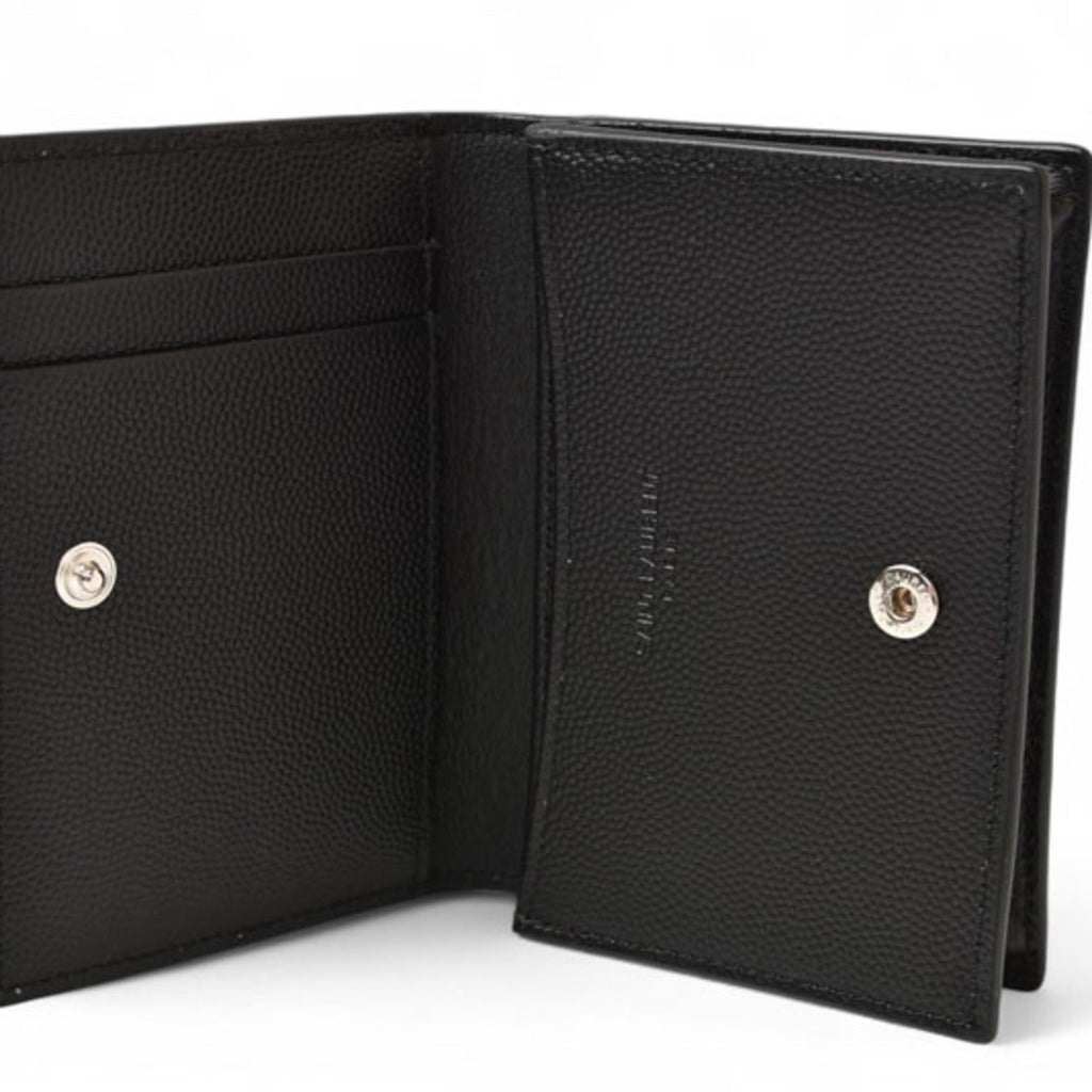 Saint Laurent Silver Black Leather Coin Purse/Coin Case (Pre-Owned)