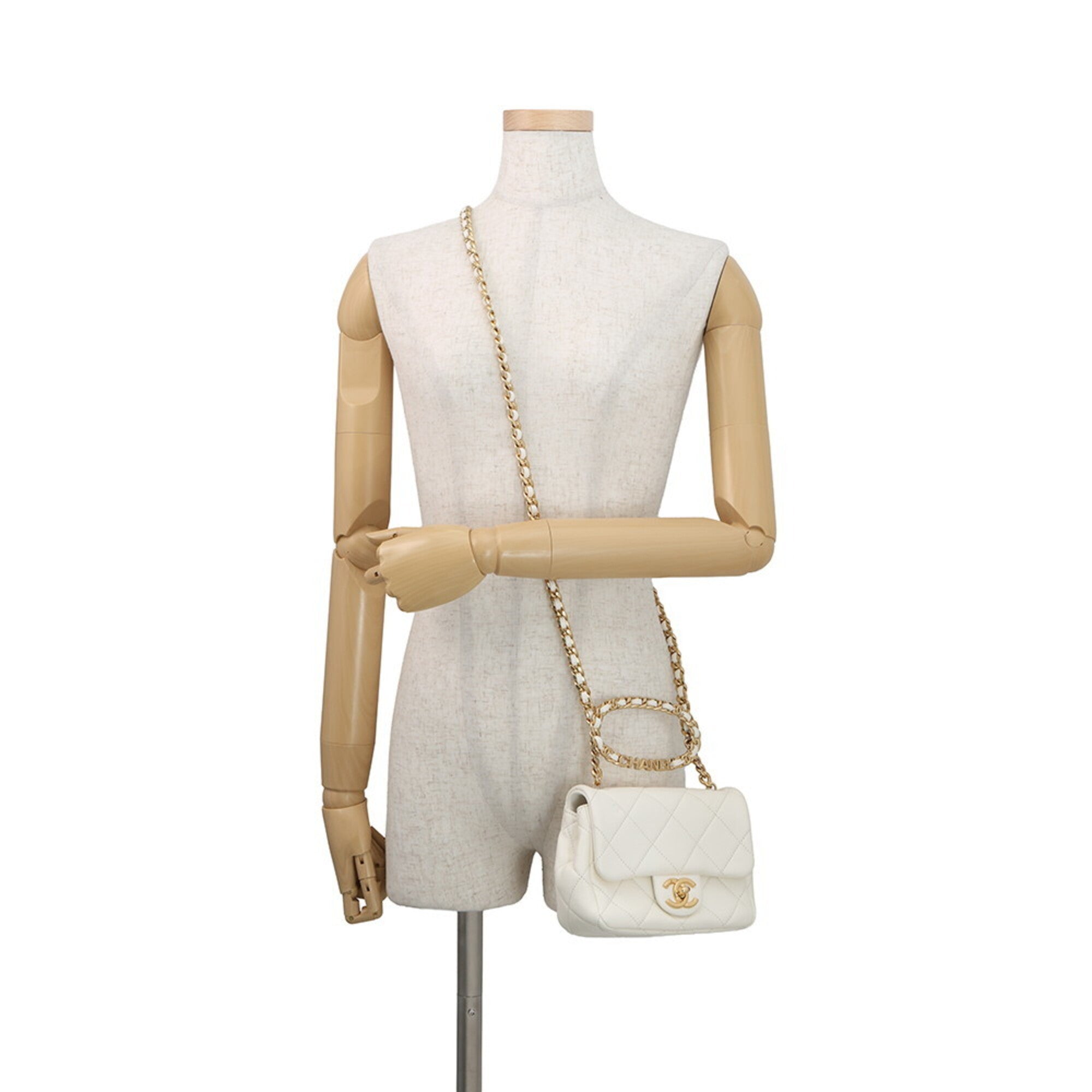 Chanel White Leather Handbag Shoulder Bag