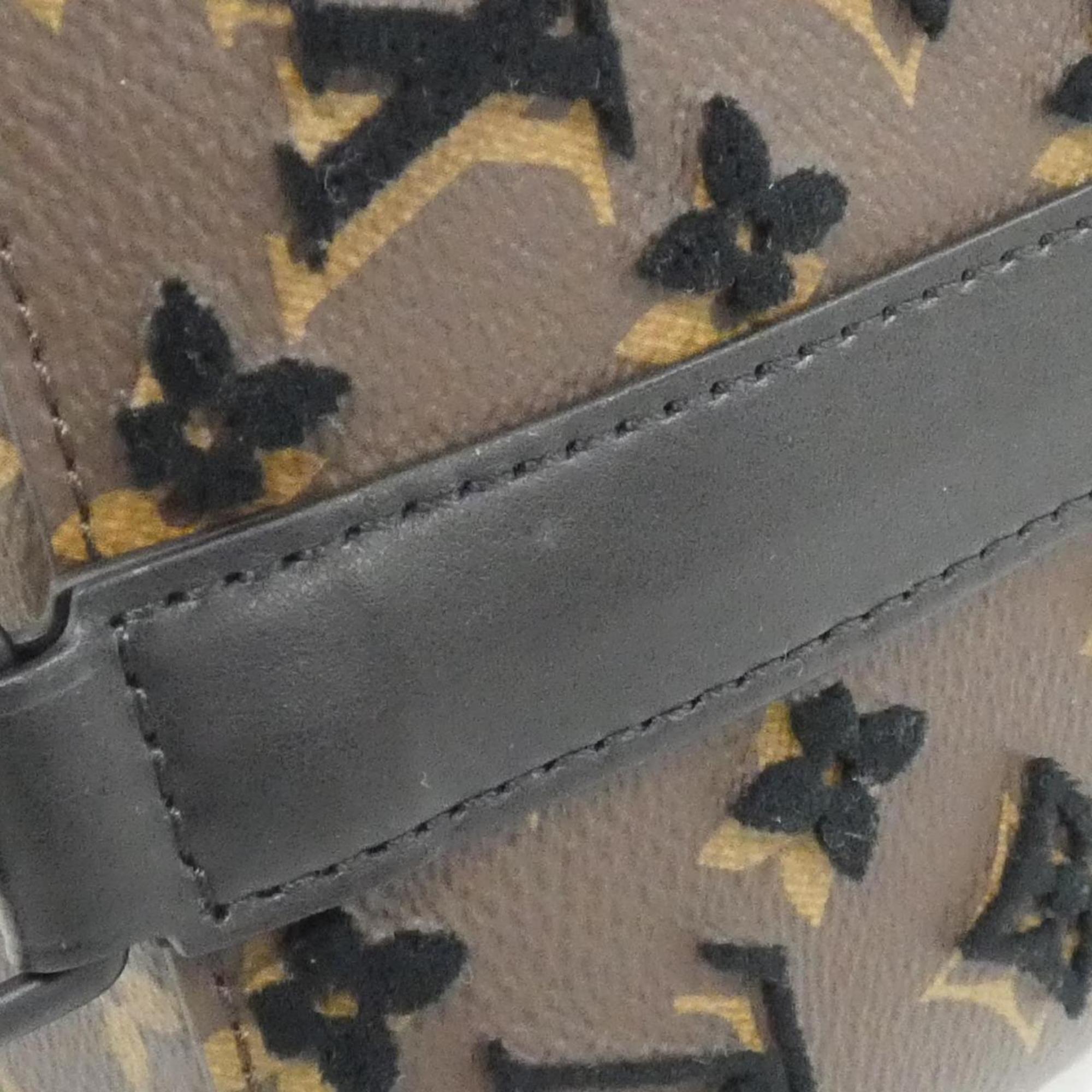 Louis Vuitton Black Brown Coated Canvas Shoulder Bag