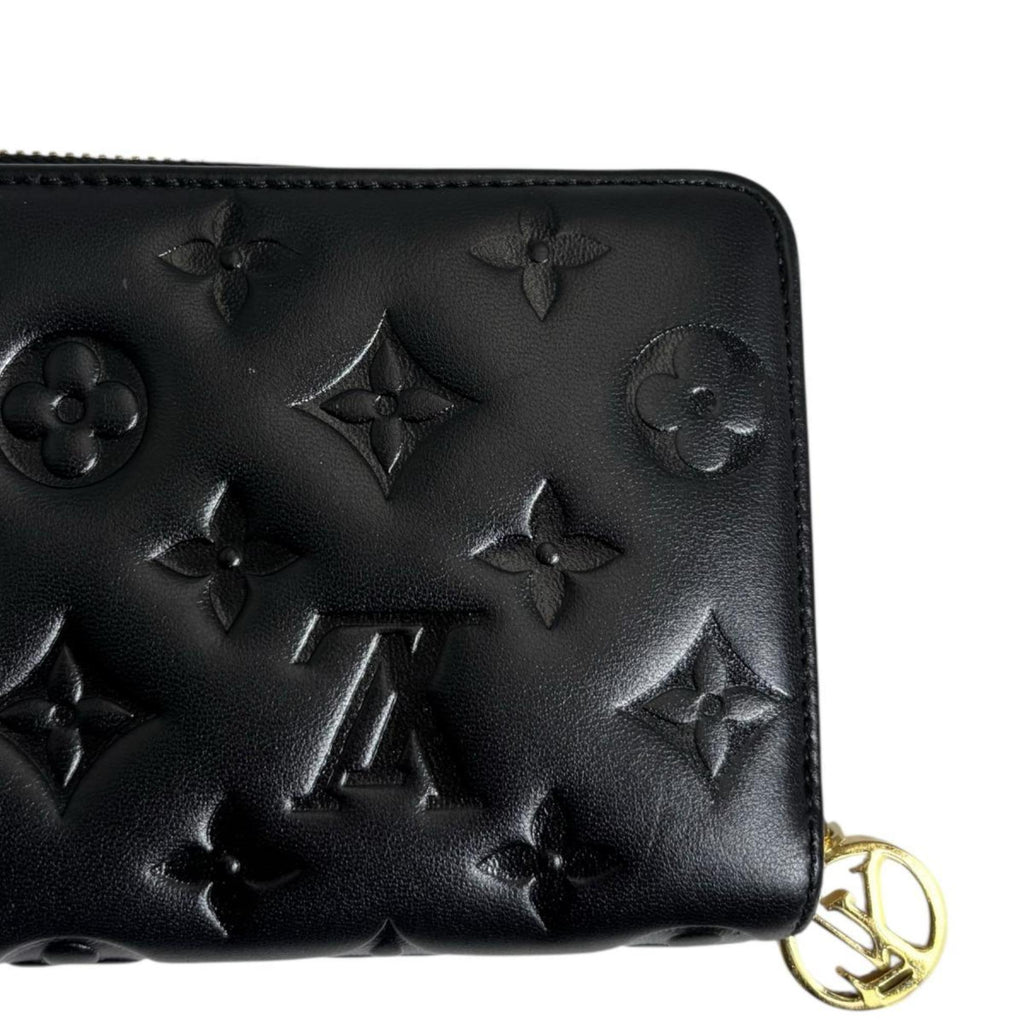 Louis Vuitton Monogram Black Noir Leather Long Wallet