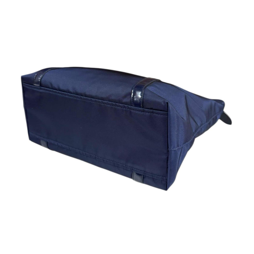 Prada Navy Nylon Leather Tote Bag