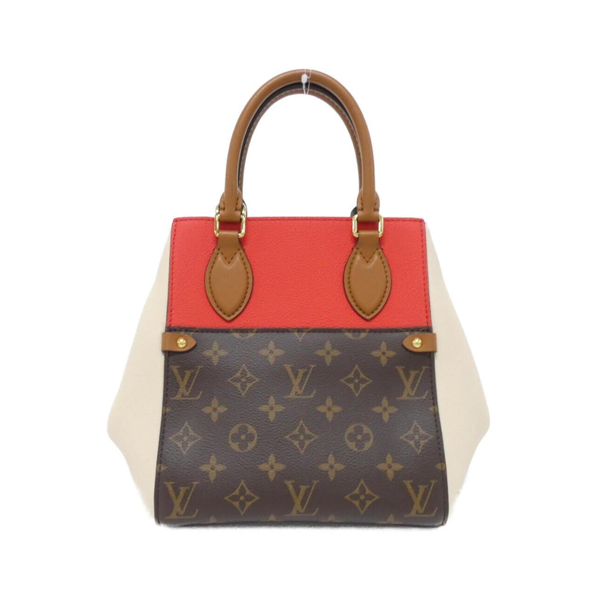 Louis Vuitton Black Cerise Cream Leather Coated Canvas Handbag