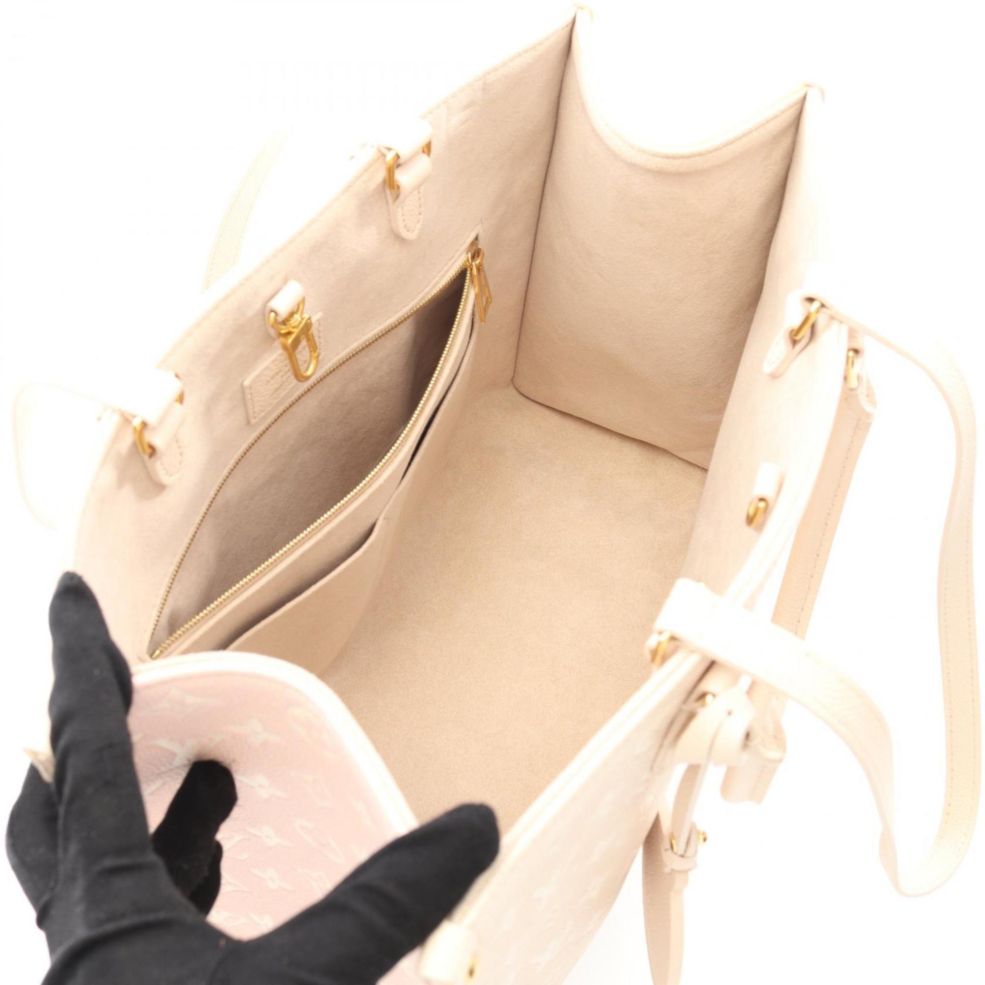 Louis Vuitton Beige Pink Rose Yellow Leather Handbag