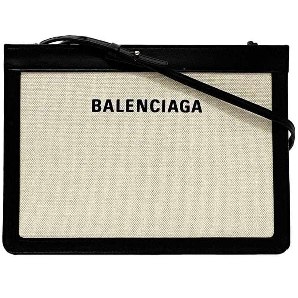 Balenciaga Black White Canvas Shoulder