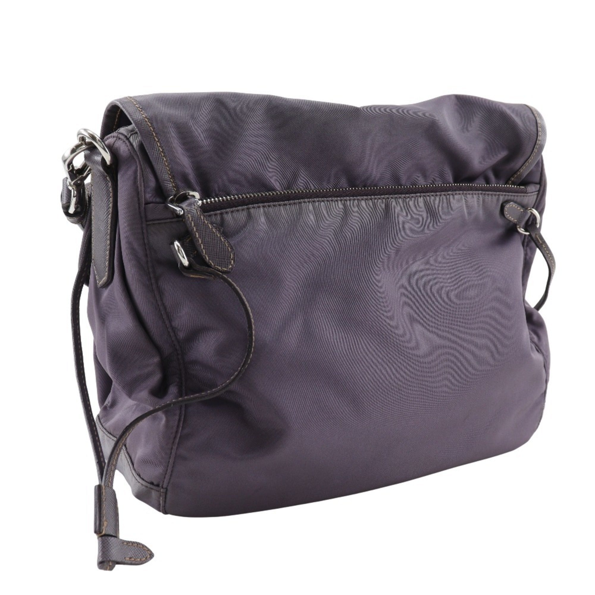 Prada Purple Nylon Leather Shoulder Bag