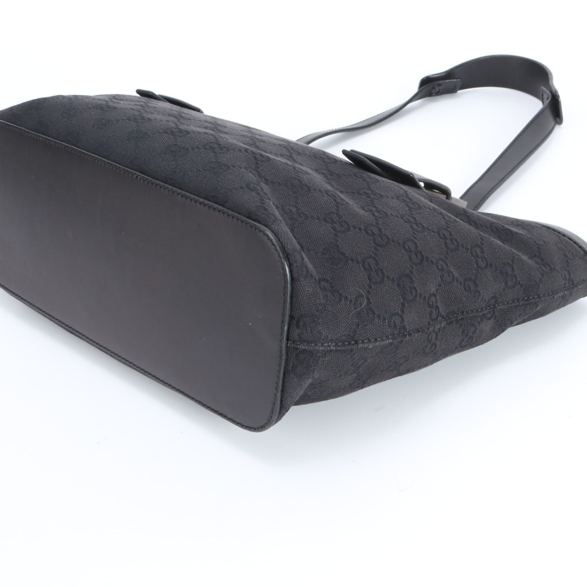 Gucci Black Canvas Leather Handbag Shoulder Bag Tote Bag (Pre-Owned)