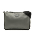 Prada Black Gray Nylon Leather Shoulder Bag