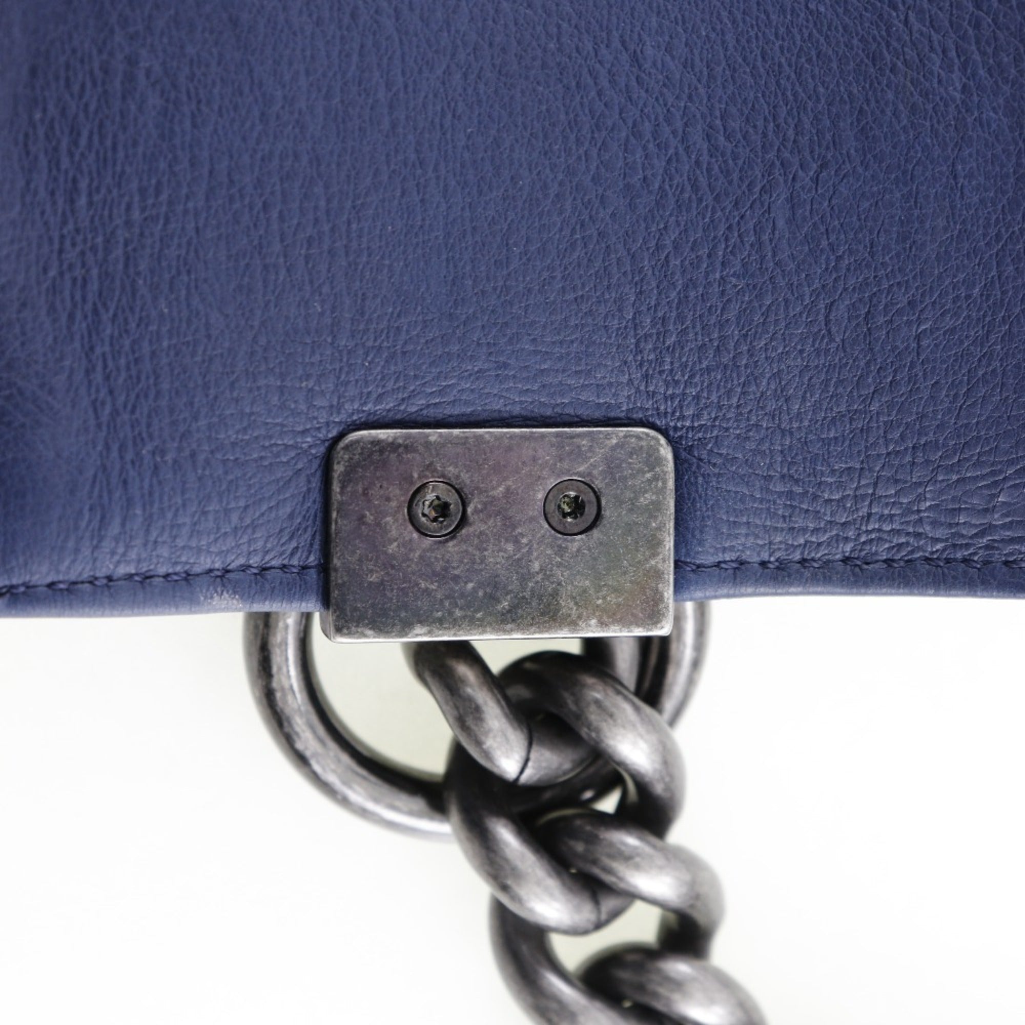 Chanel Navy Leather Shoulder Bag