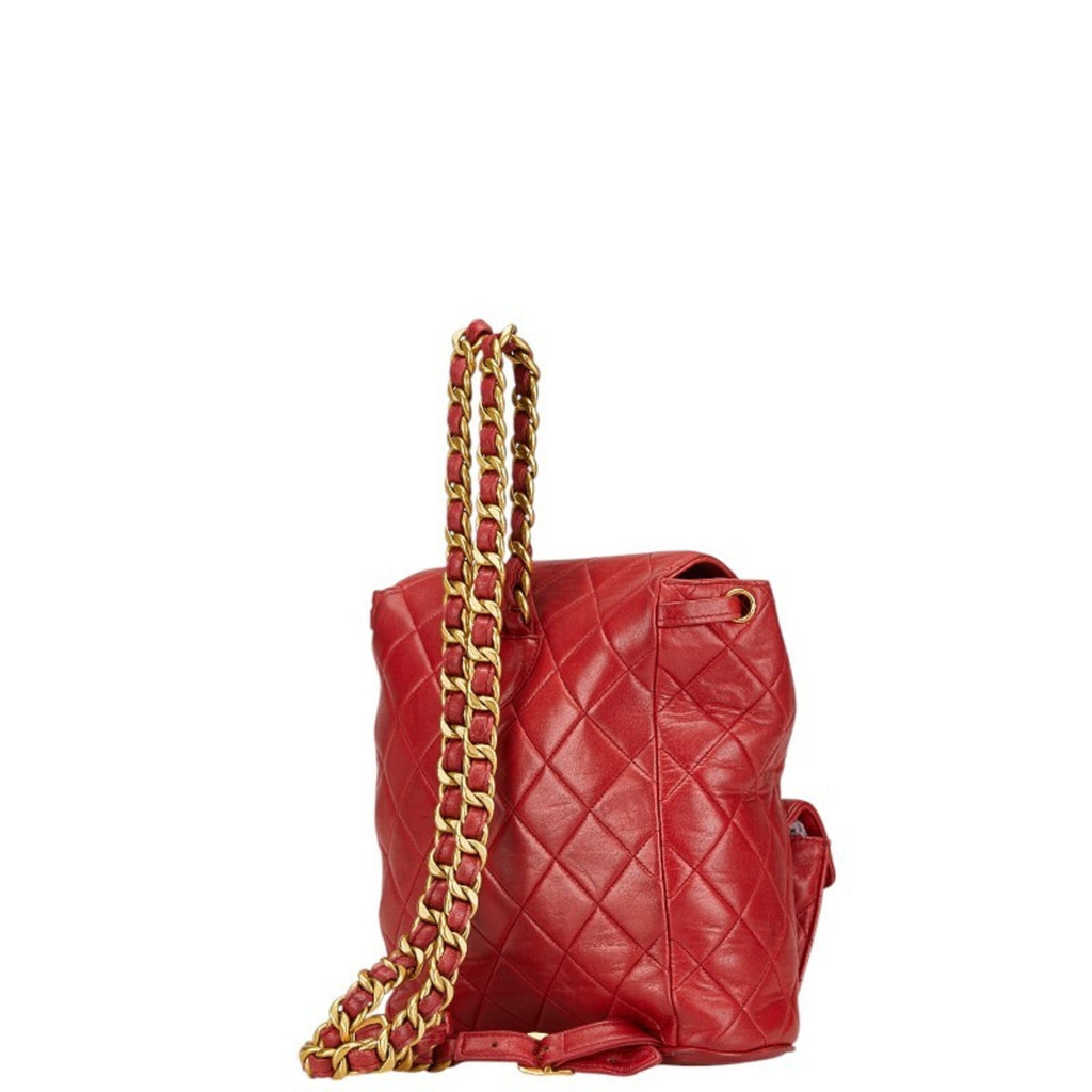 Chanel Red Color Leather Backpack