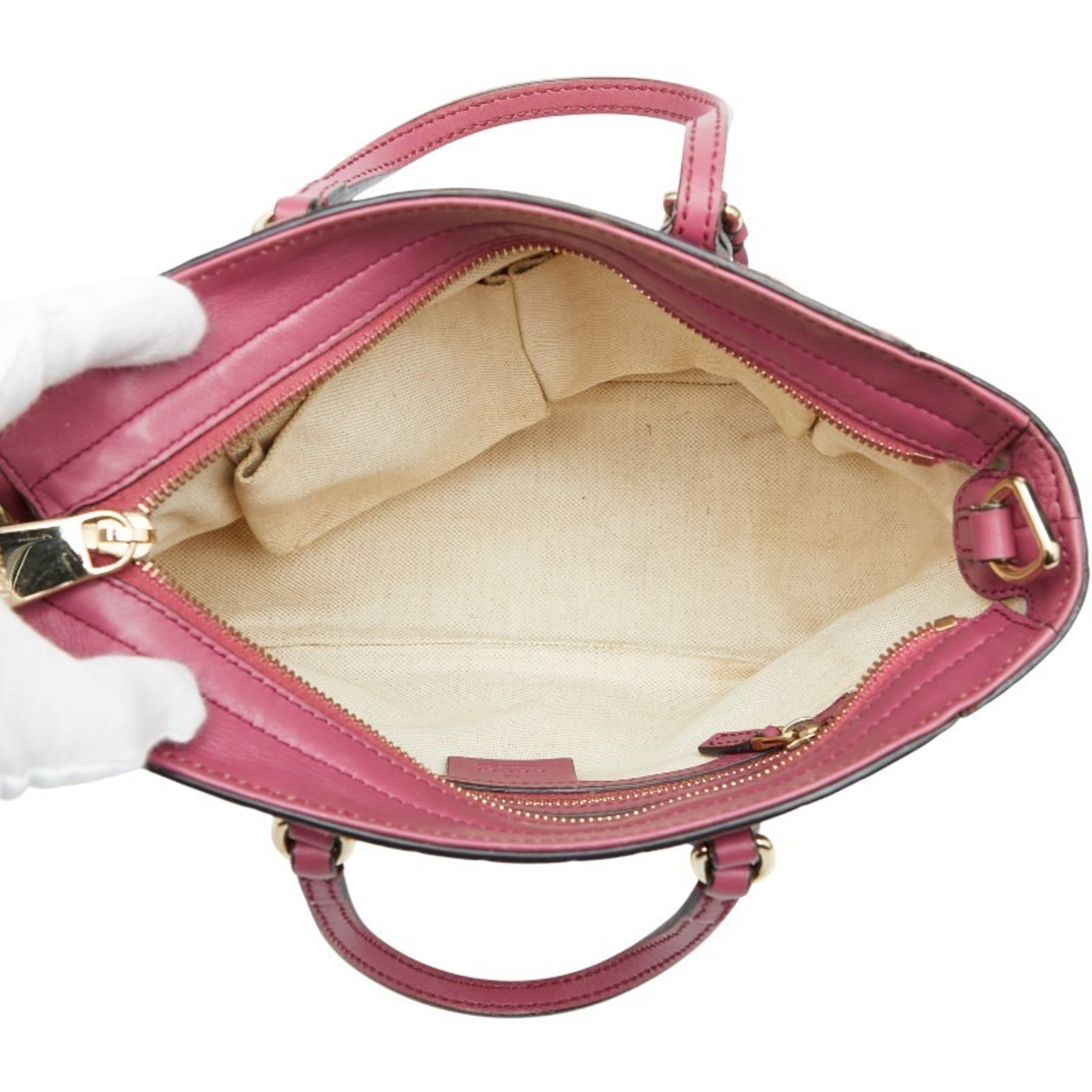Gucci Purple Leather Handbag Shoulder Bag (Pre-Owned)