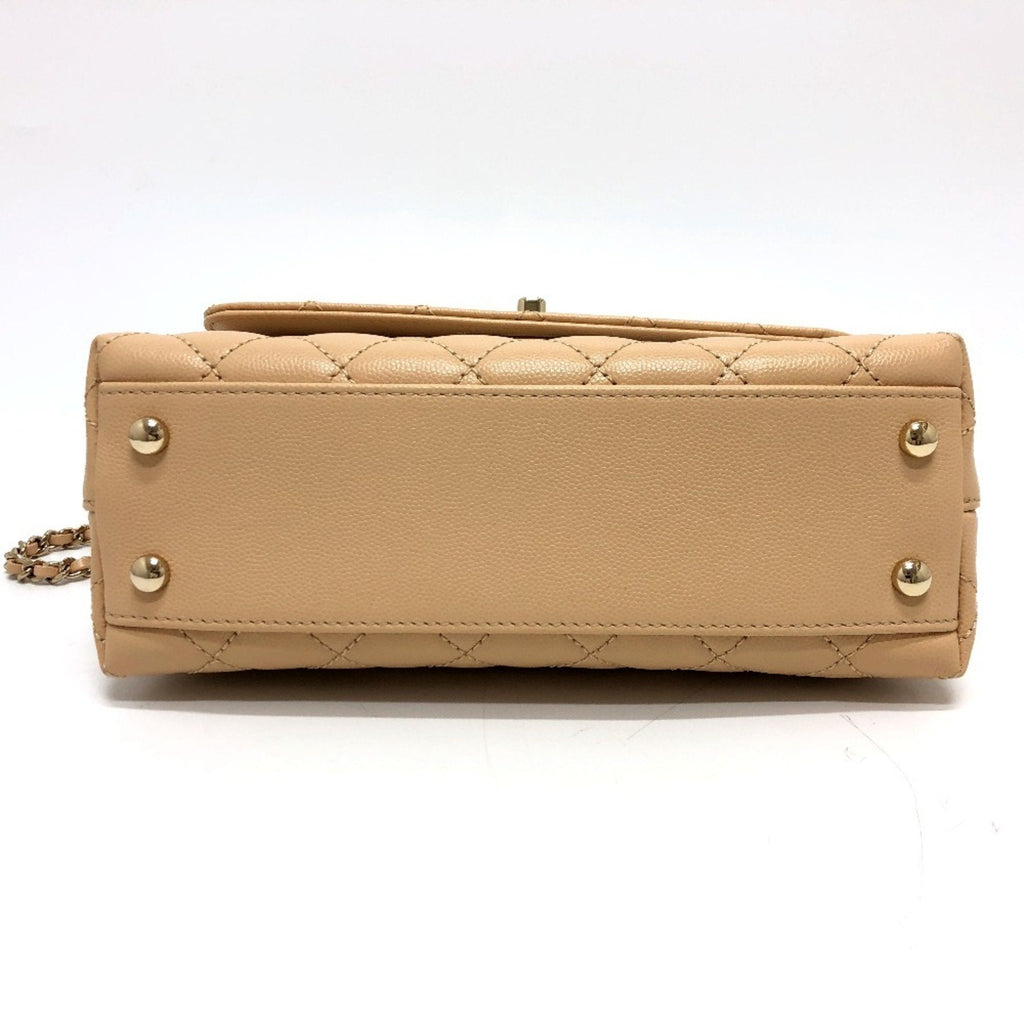 Chanel Beige Grained Calfskin Handbag Shoulder Bag