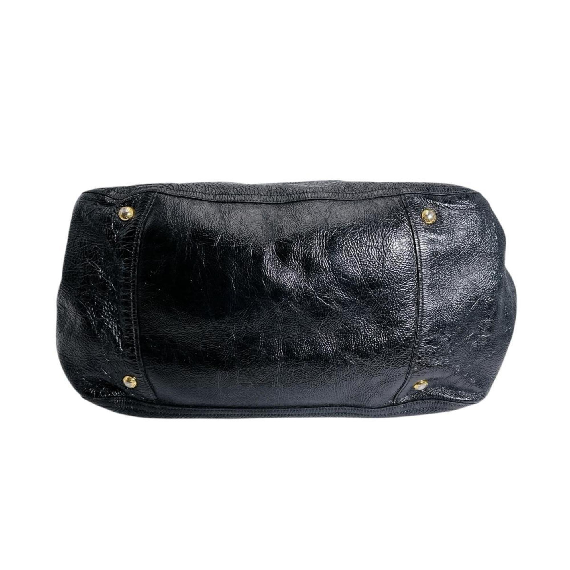 Prada Black Patent Leather Shoulder Bag Tote Bag