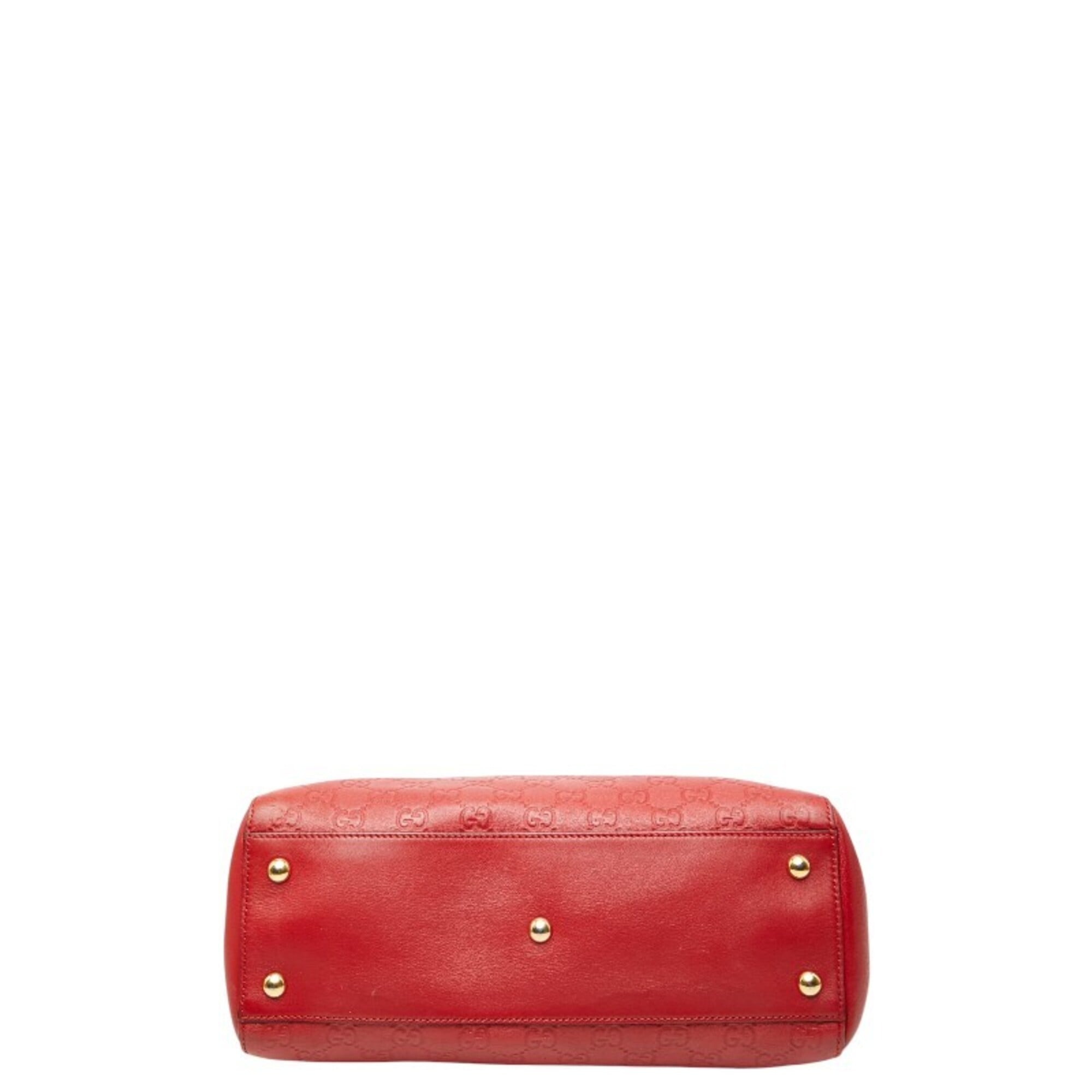 Gucci Red Color Leather Tote Bag (Pre-Owned)