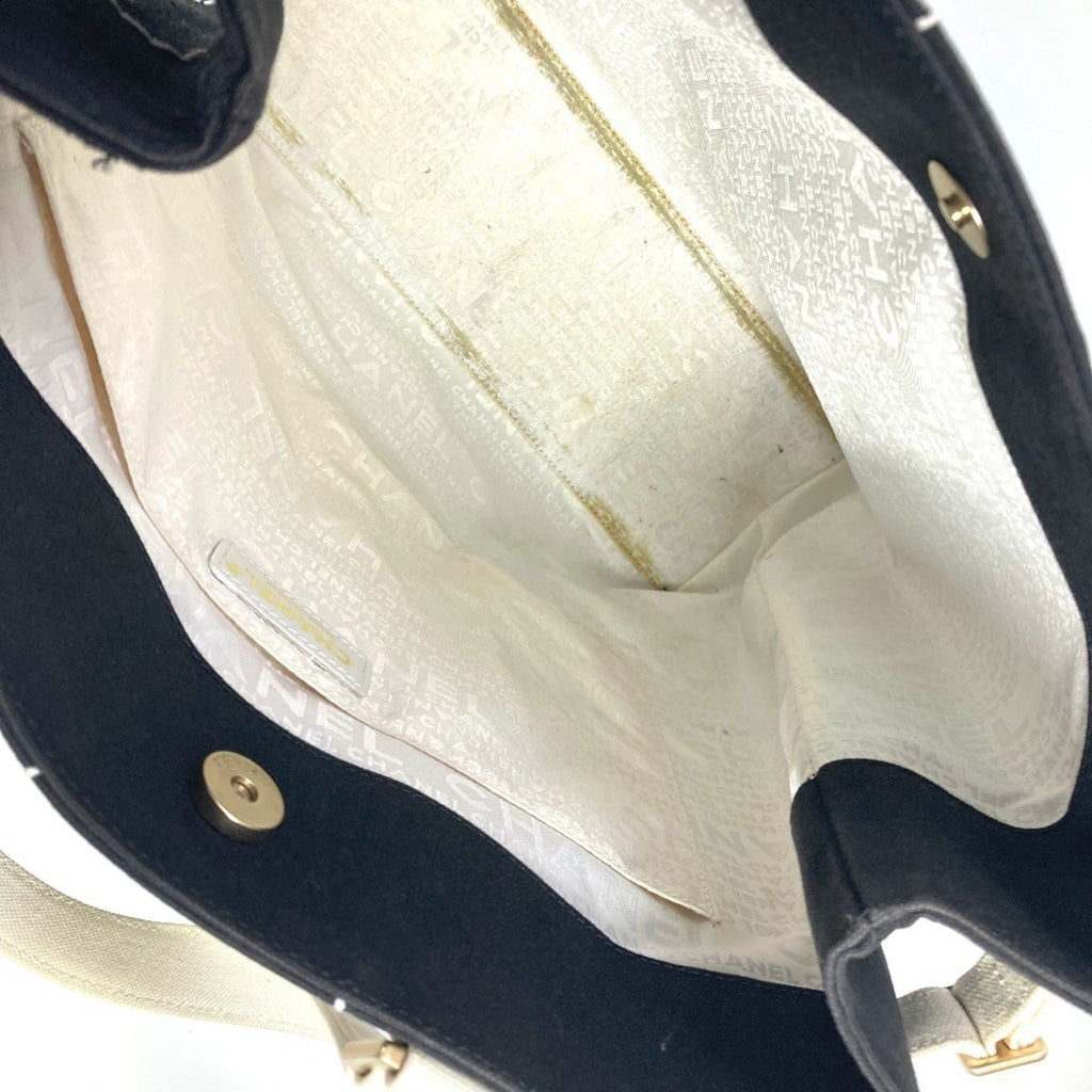 Chanel Black White Canvas Shoulder Bag Tote Bag