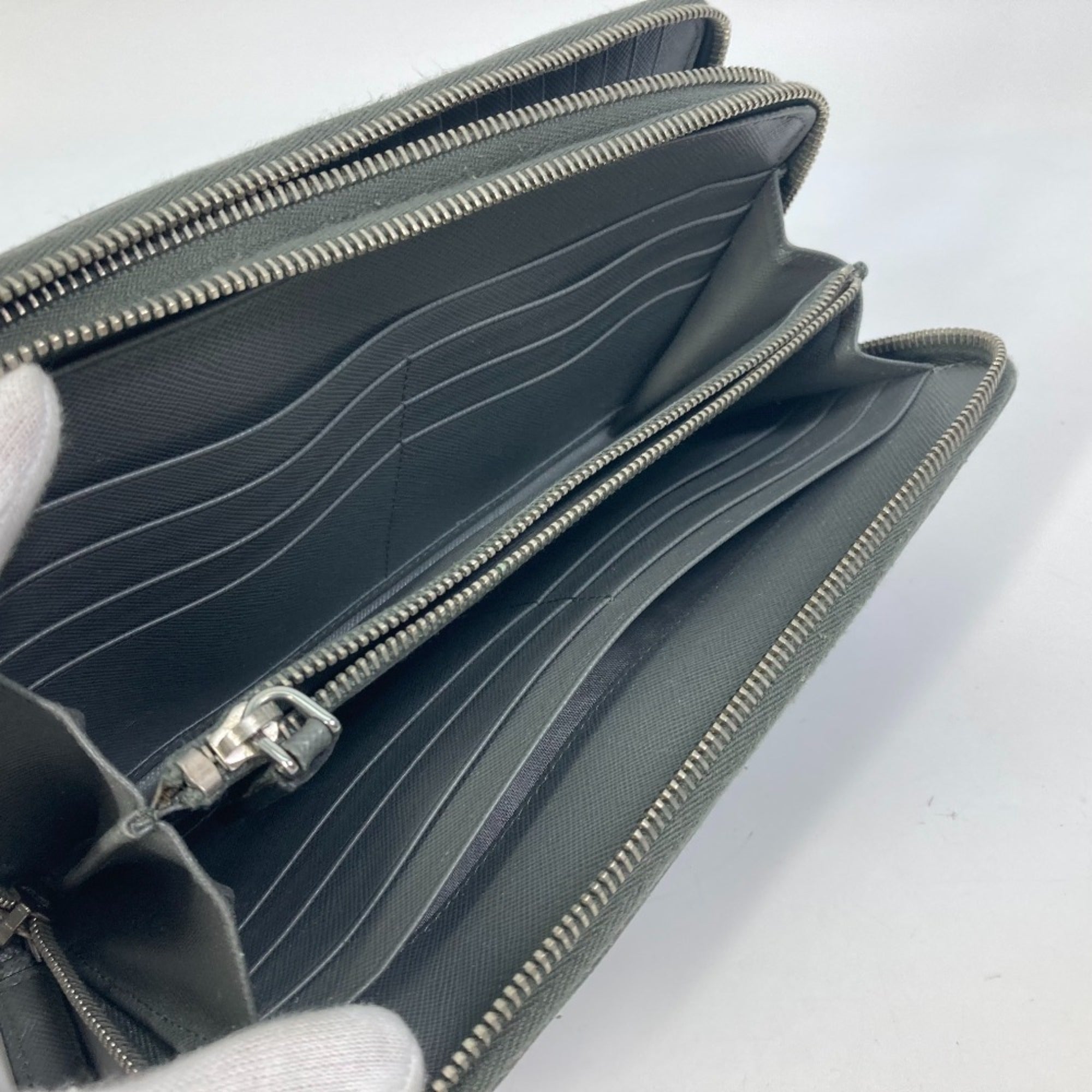 Prada Gray Saffiano Long Wallet (Bi-Fold)