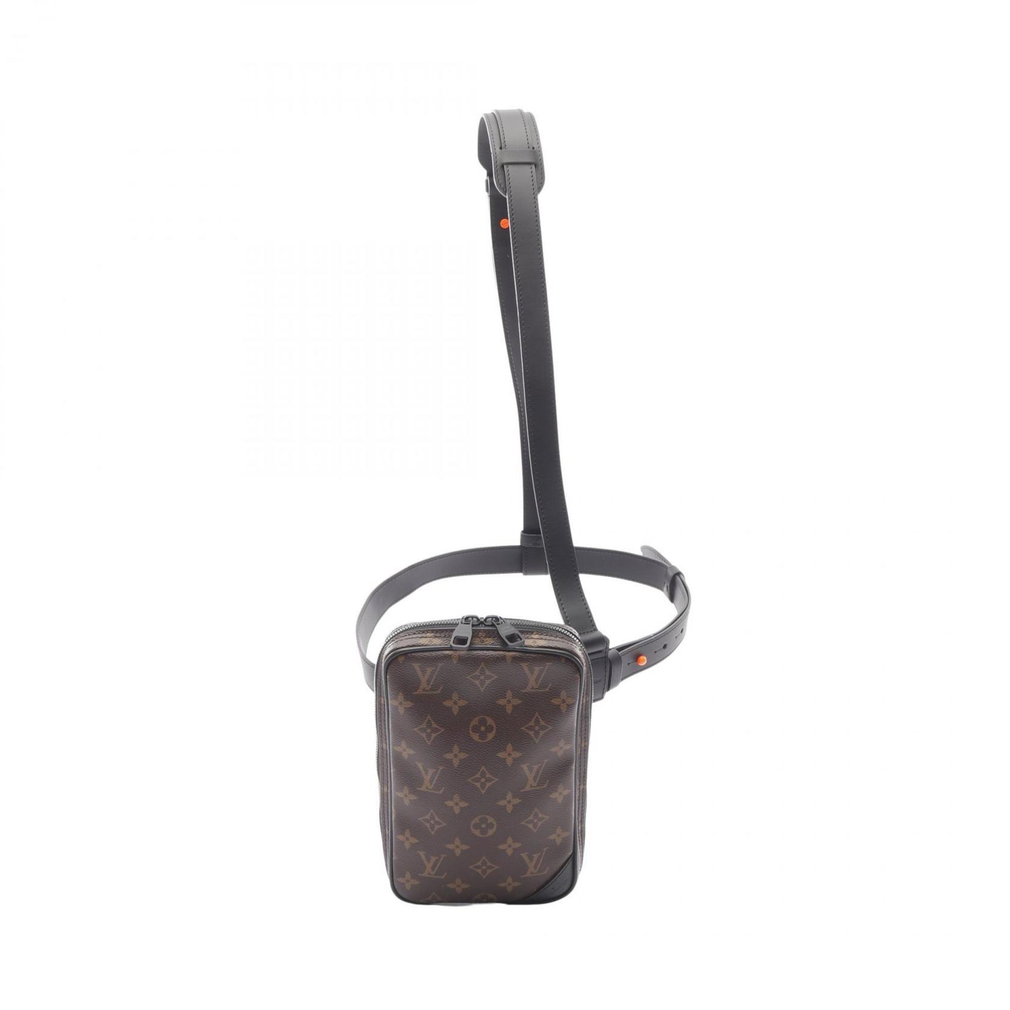 Louis Vuitton Black Brown Monogram Coated Canvas Leather Fanny Pack Sling Bag