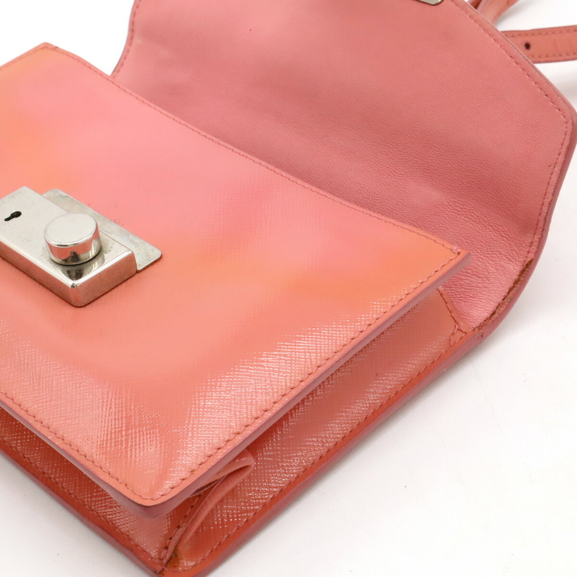 Prada Saffiano Begonia Pink Leather Handbag Pochette Shoulder Bag