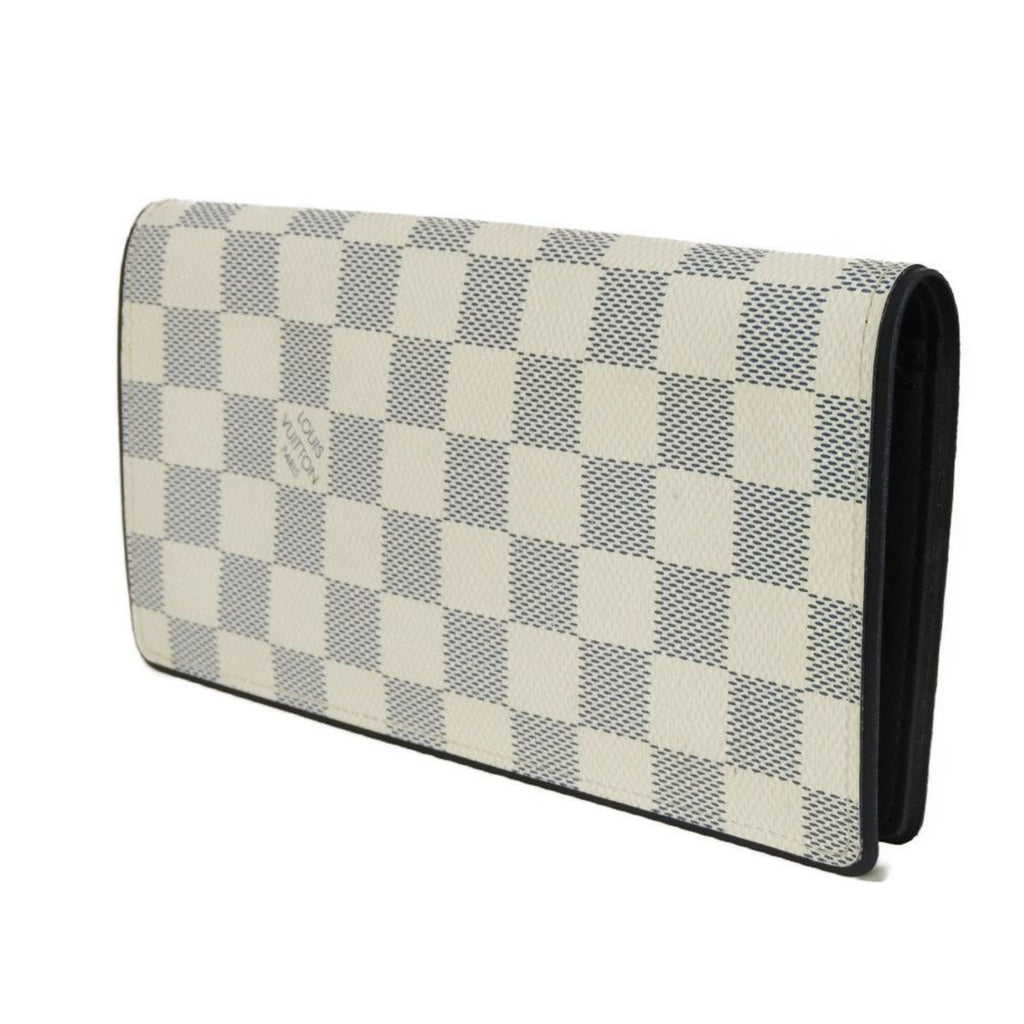 Louis Vuitton Navy Blue White Canvas Leather Long Wallet