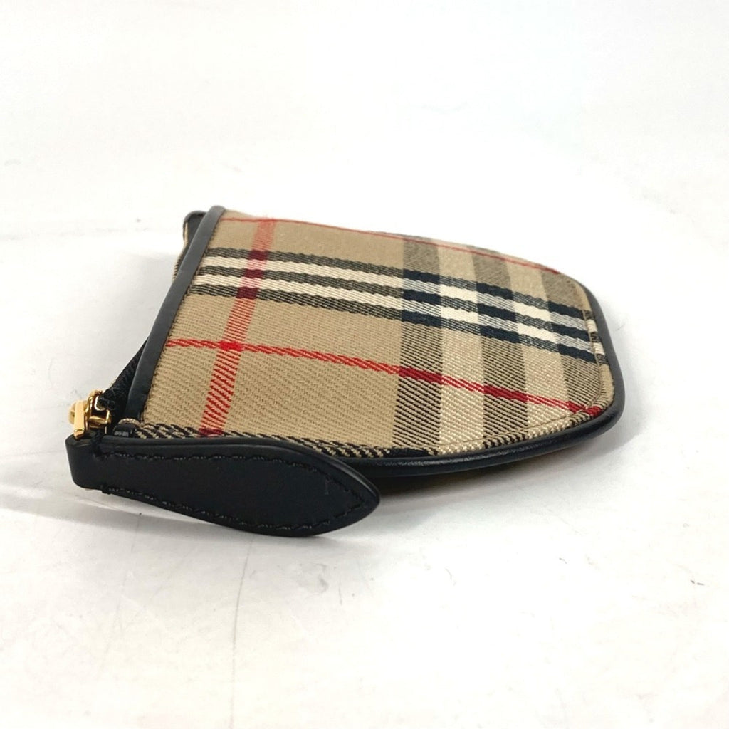Burberry Beige Leather Canvas Coin Purse/Coin Case