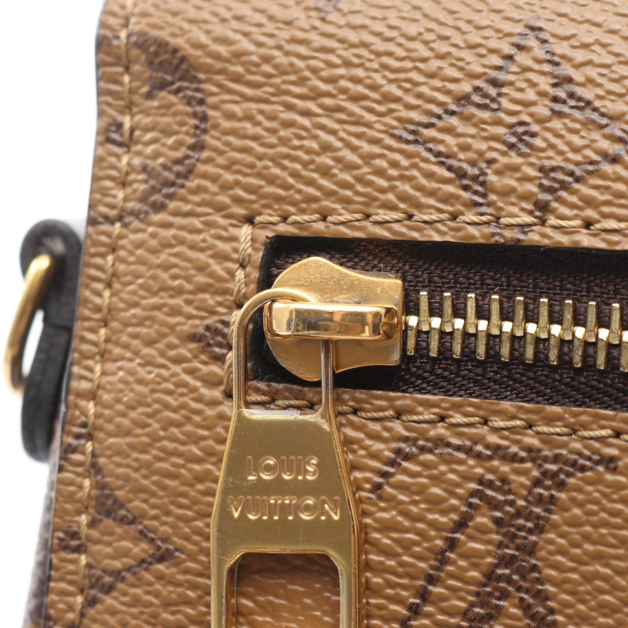 Louis Vuitton Black Brown Coated Canvas Monogram Reverse Pvc Leather Handbag Pochette