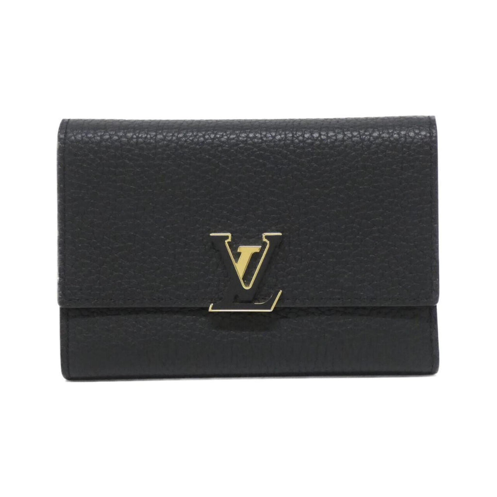 Louis Vuitton Black Hot Pink Leather Middle Wallet (Tri-Fold)