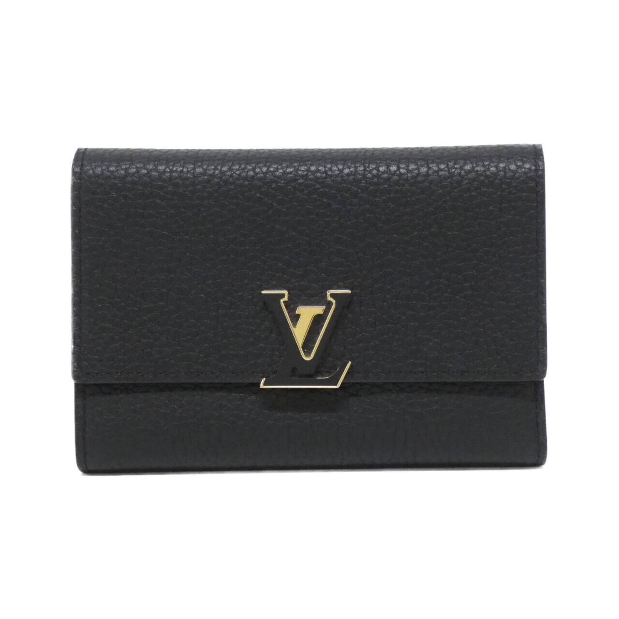 Louis Vuitton Black Hot Pink Leather Middle Wallet (Tri-Fold)