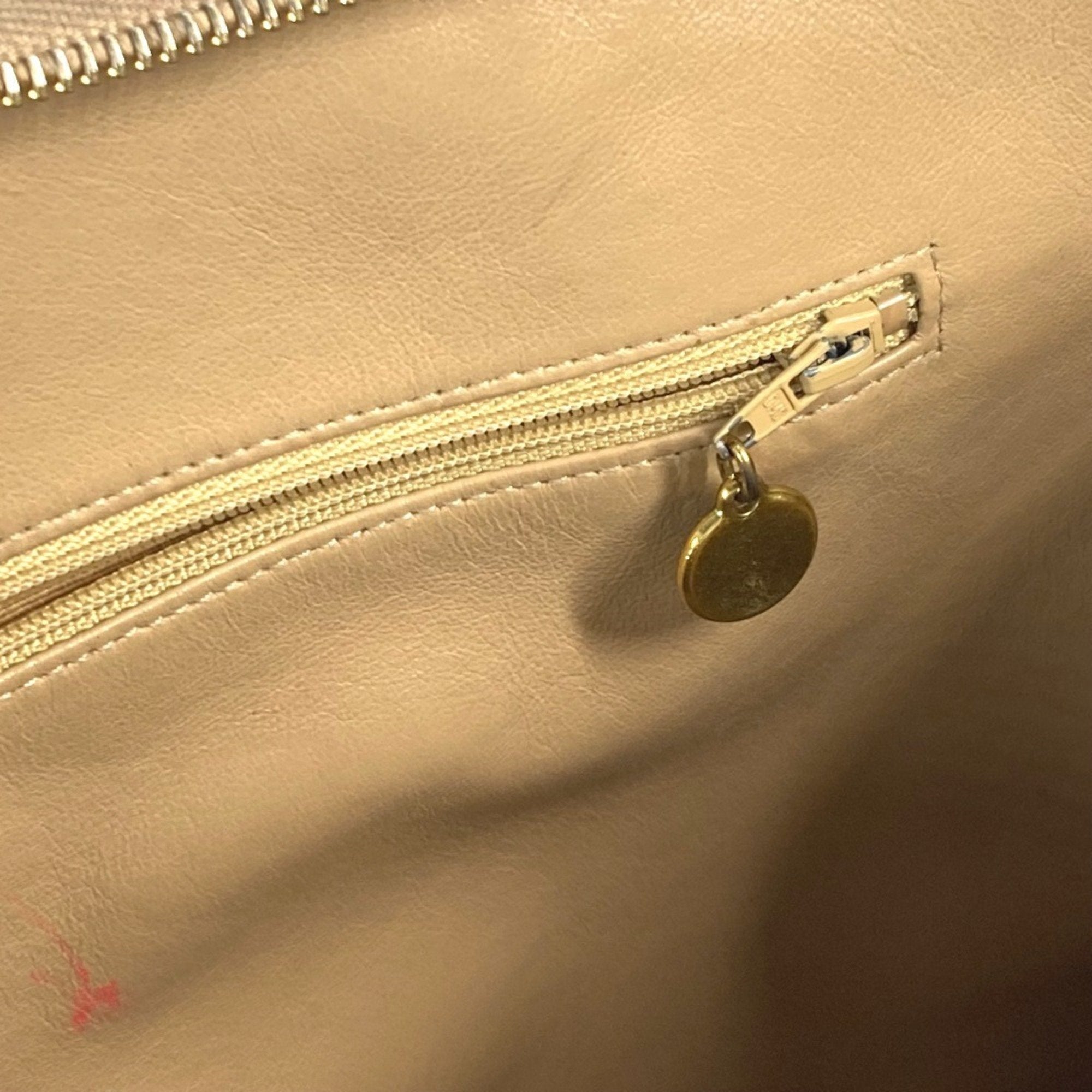Chanel Beige Grained Calfskin Shoulder Bag Tote Bag
