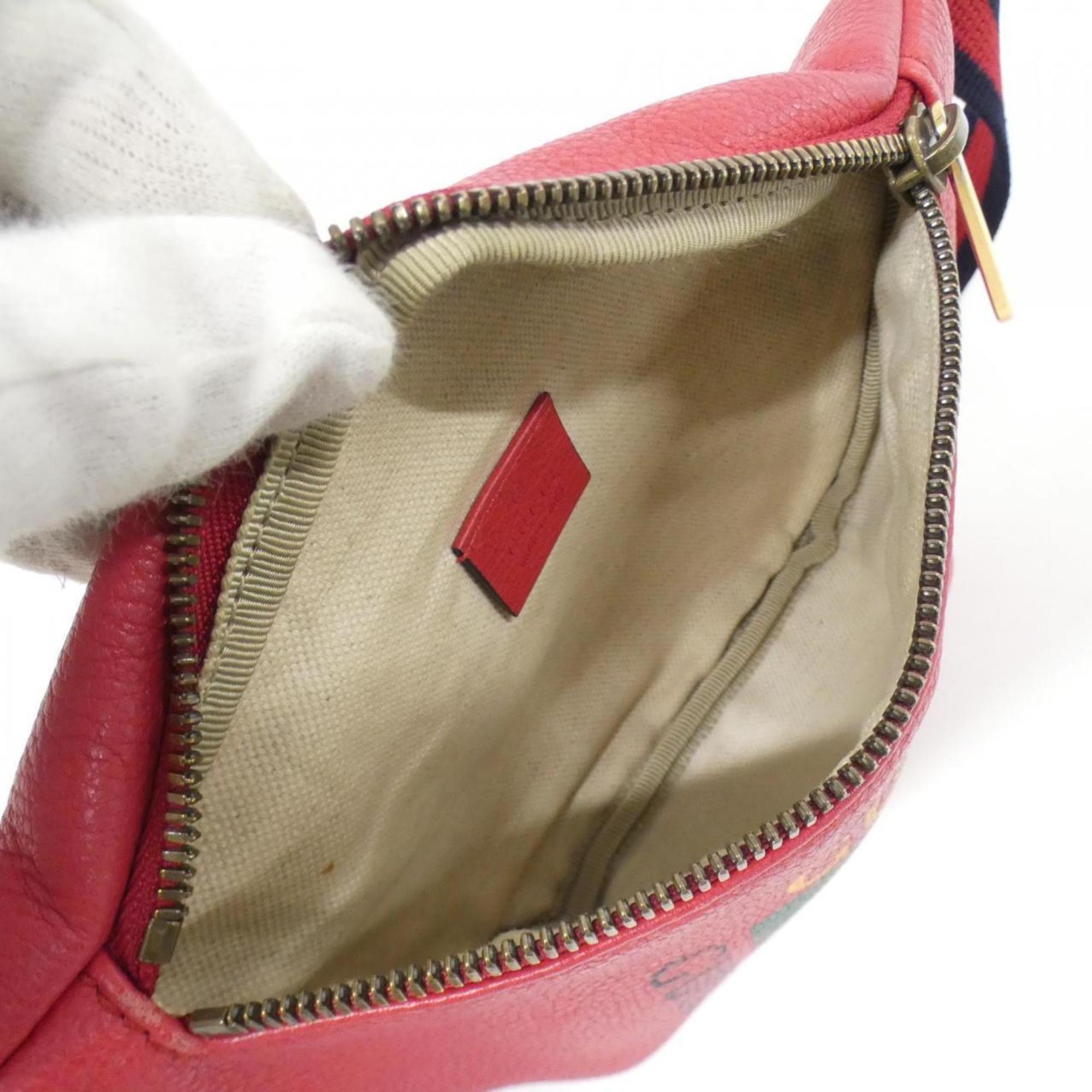 Gucci Red Color Leather Fanny Pack (Pre-Owned)