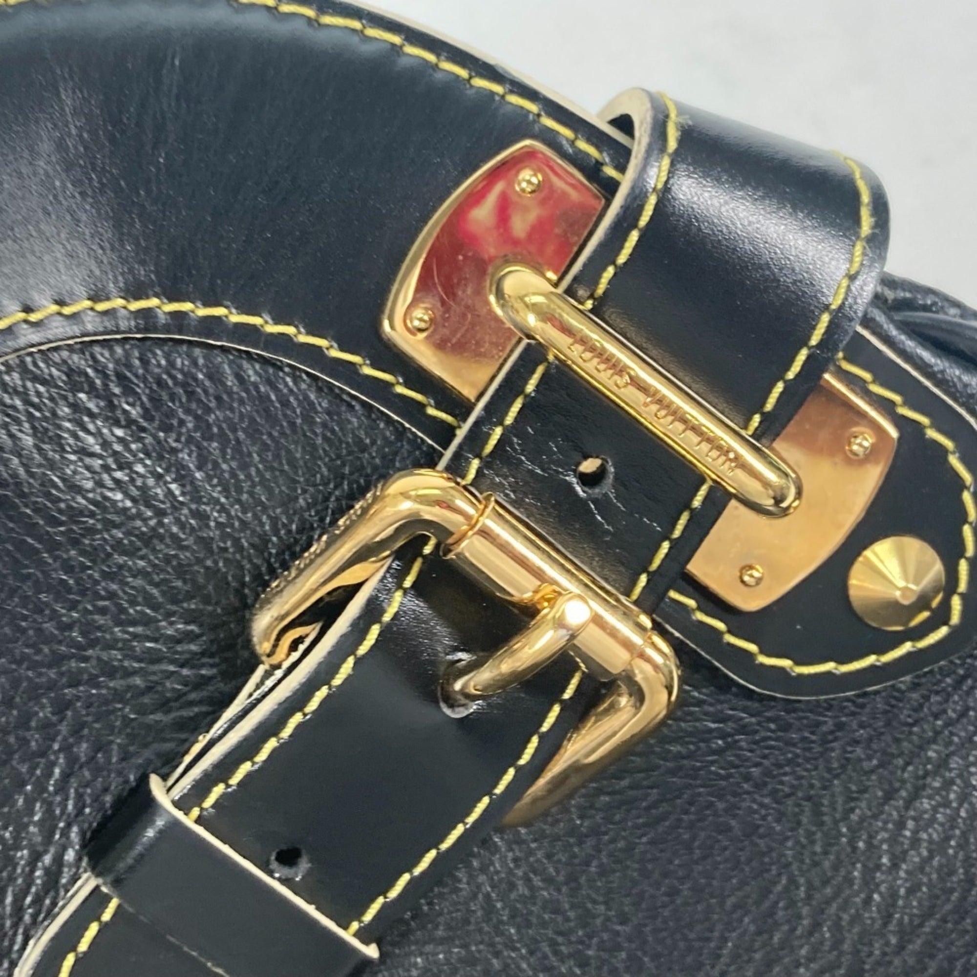 Louis Vuitton Black Noir Suhali Leather Handbag Shoulder Bag