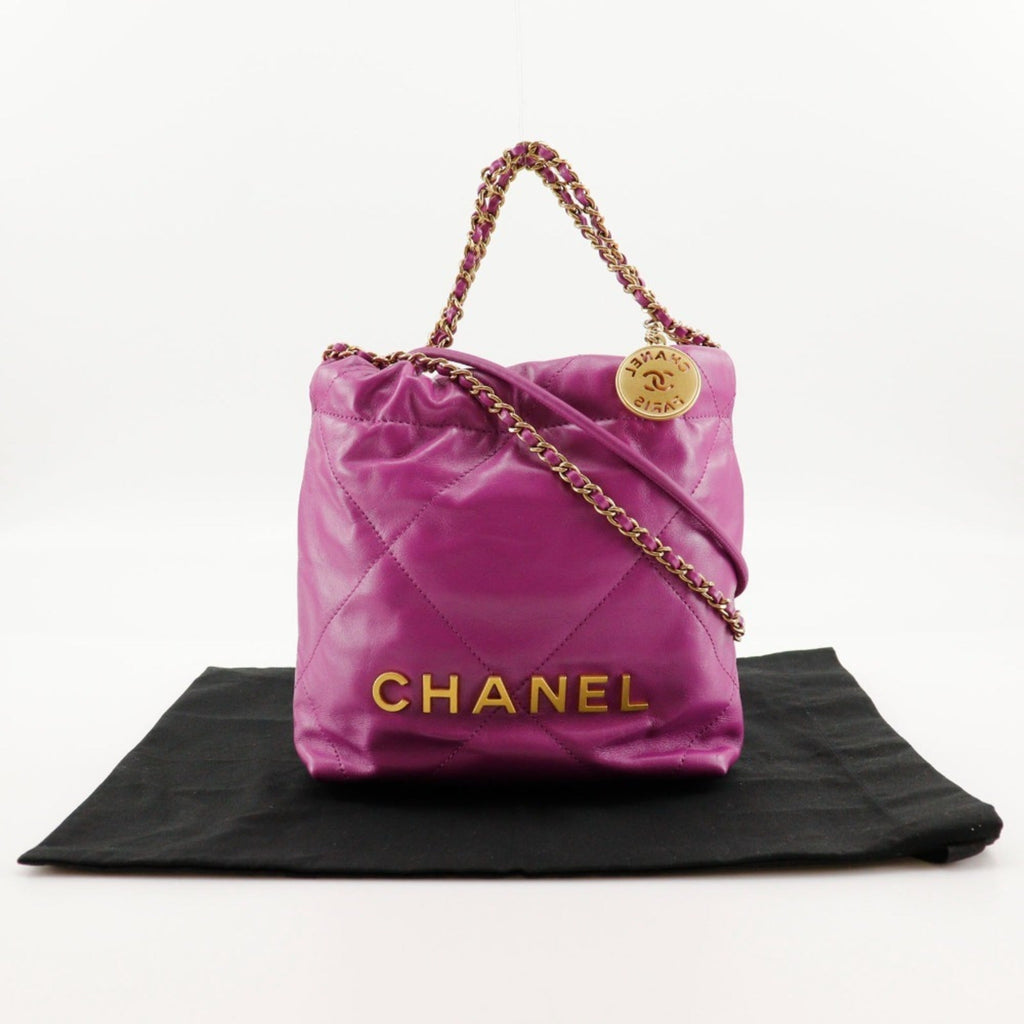 Chanel Purple Leather Handbag Shoulder Bag