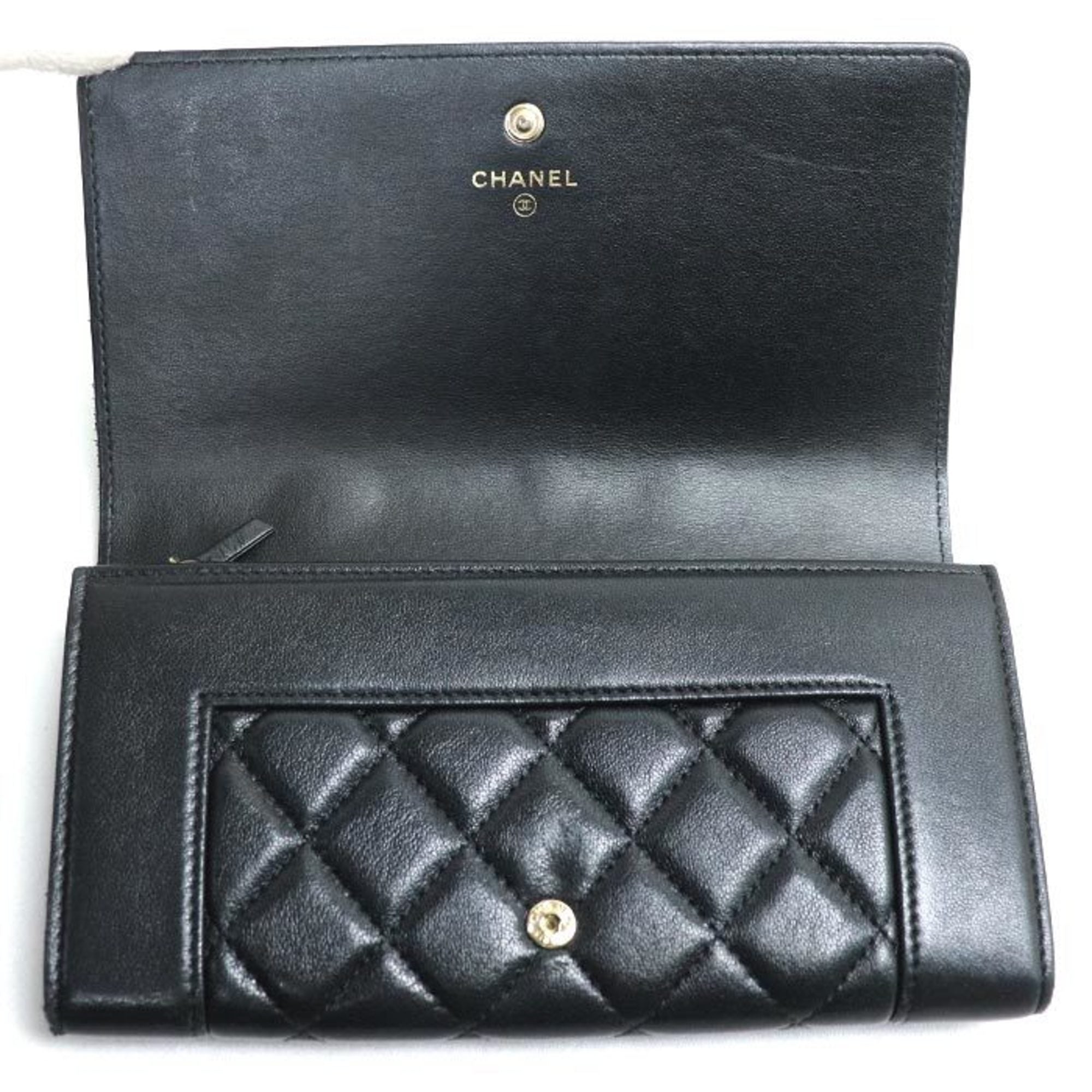 Chanel Black Leather Long Wallet (Bi-Fold)