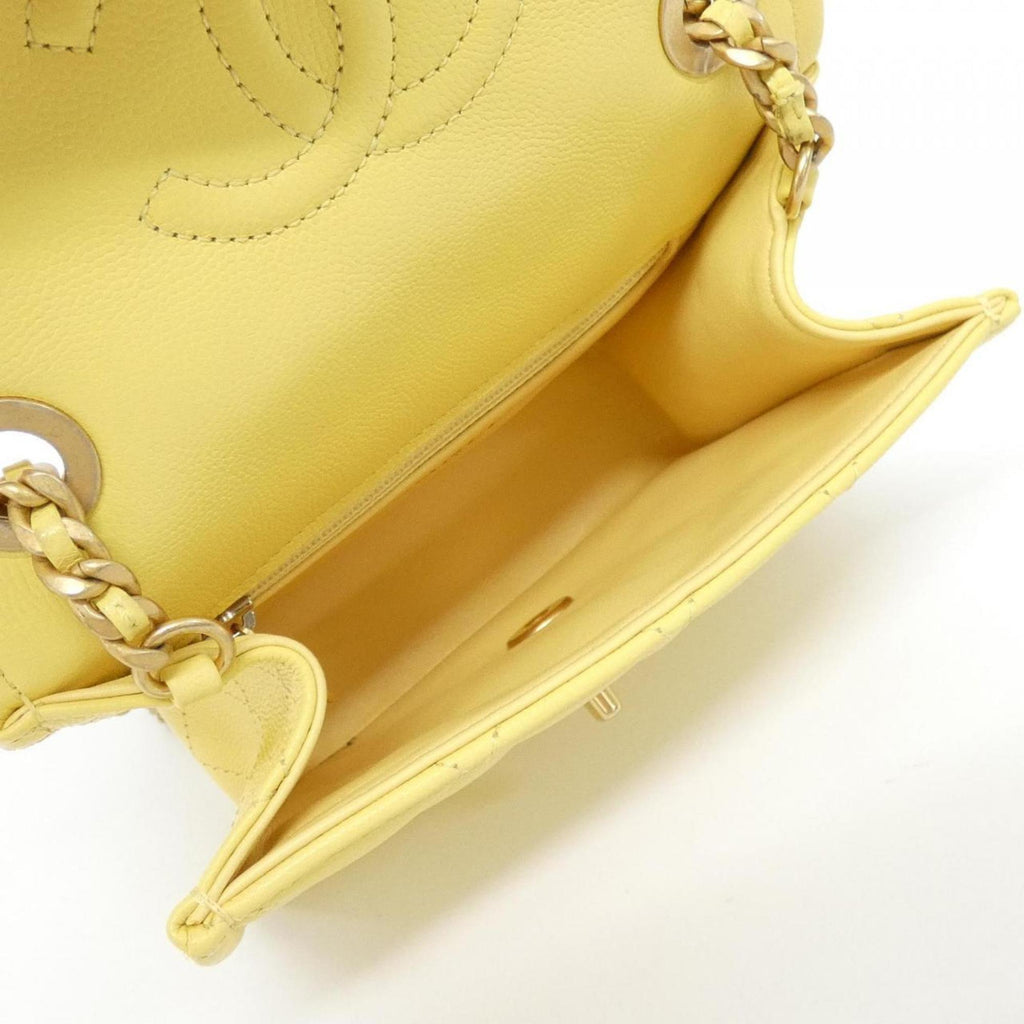Chanel Yellow Grained Calfskin Shoulder Bag