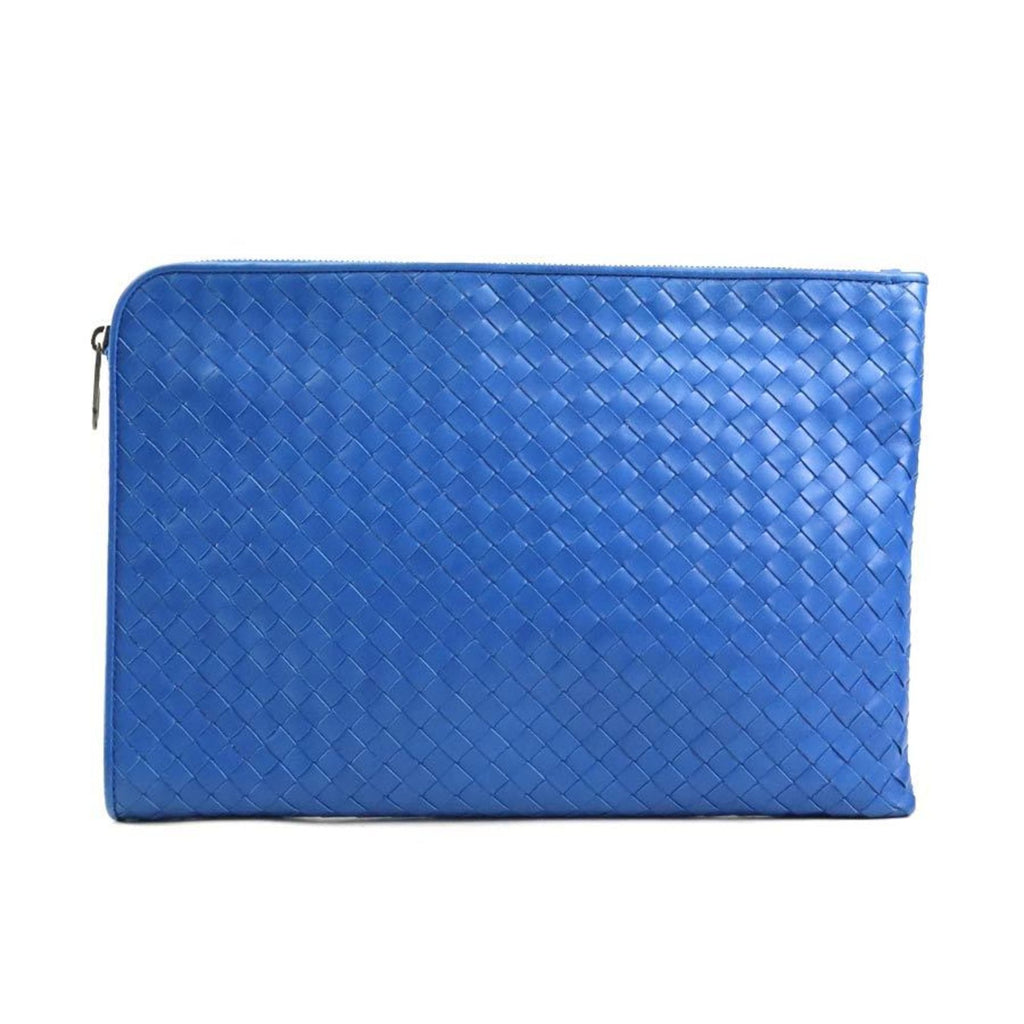 Bottega Veneta Blue Leather Clutch Bag