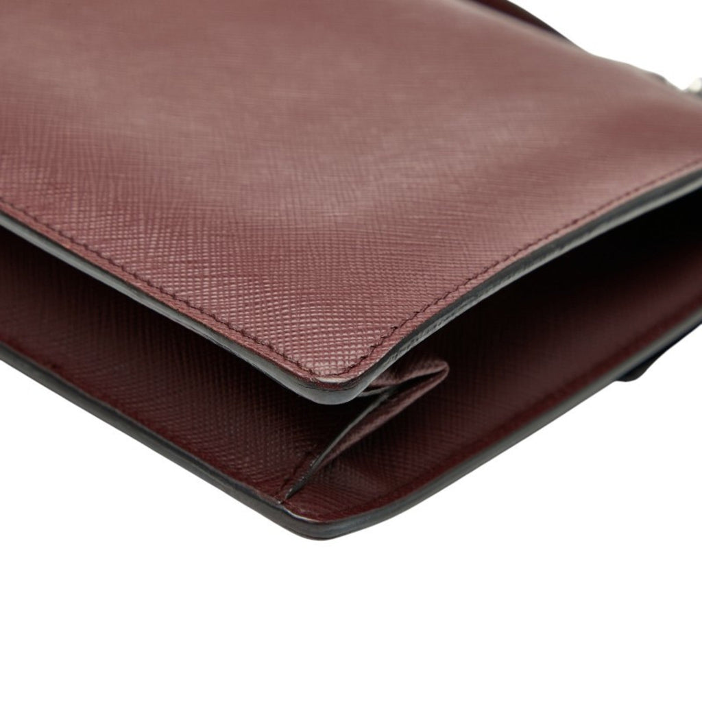Prada Saffiano Bordeaux Wine Leather Handbag Shoulder Bag