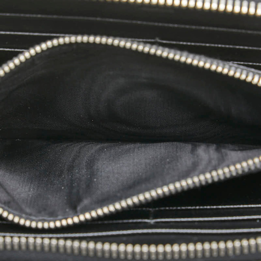 Prada Saffiano Black Gray Leather Long Wallet (Bi-Fold)