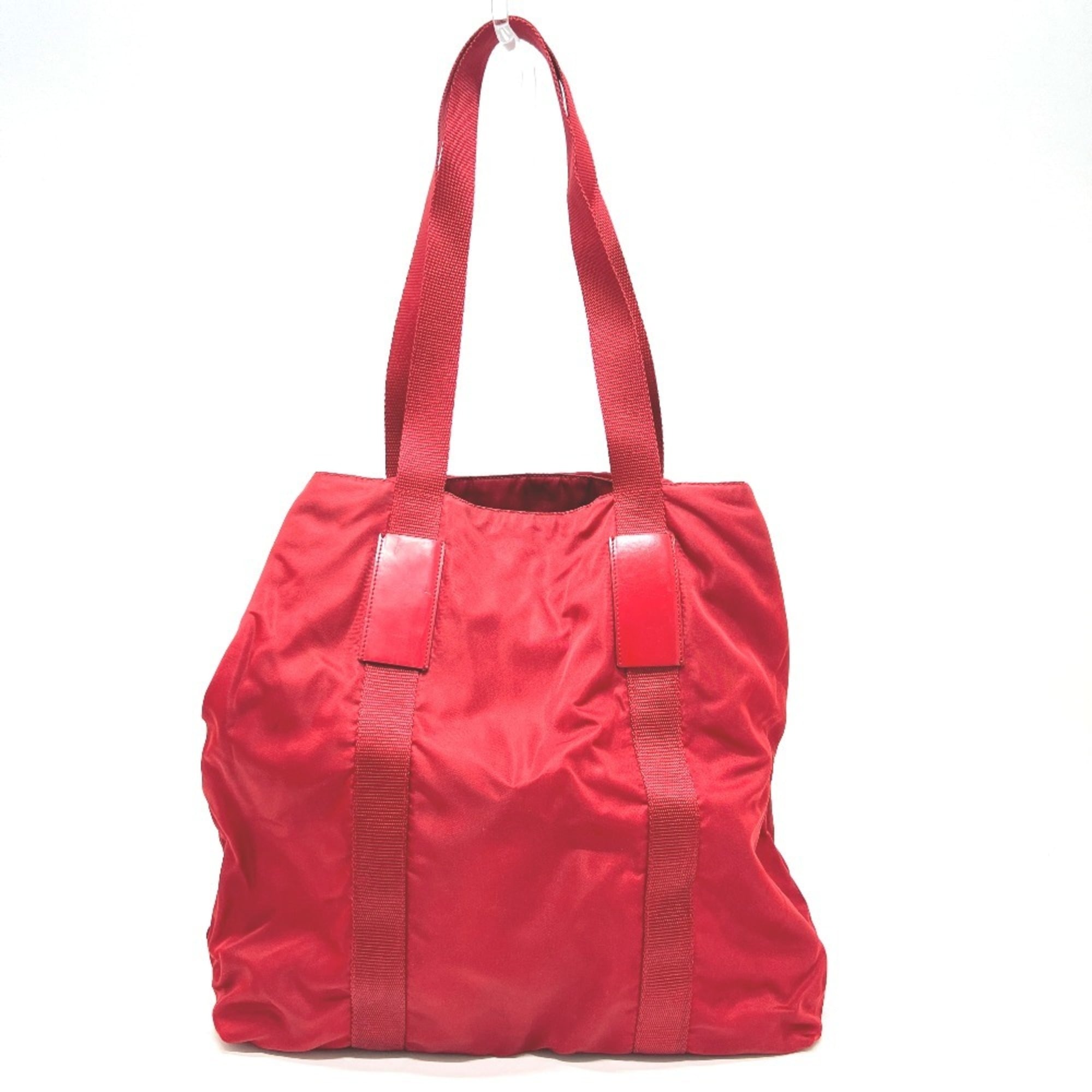 Prada Red Color Nylon Handbag Tote Bag