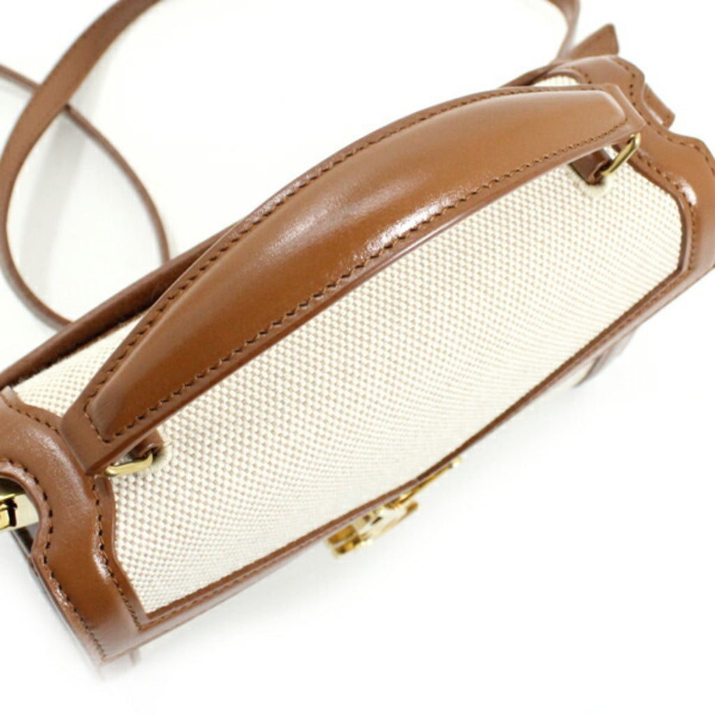 Saint Laurent Brown Canvas Leather Shoulder Bag (Pre-Owned)