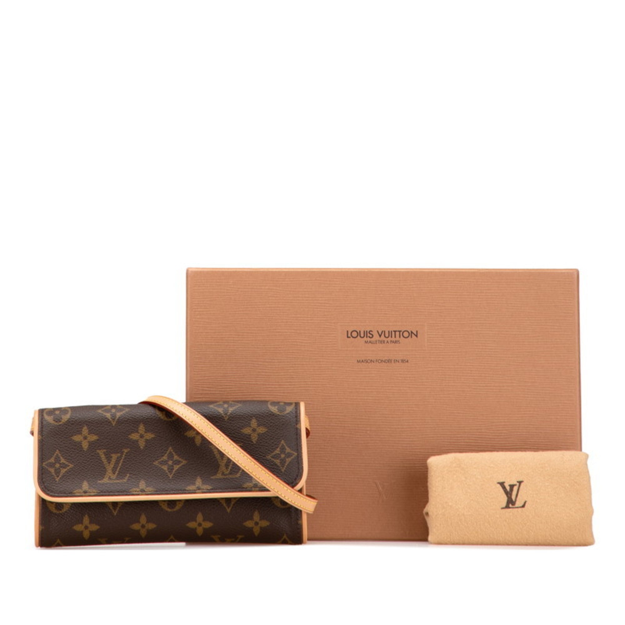 Louis Vuitton Monogram Brown Pvc Leather Pochette Shoulder Bag