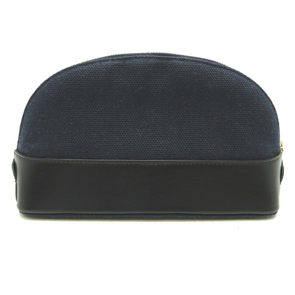 Chloé Black Navy Linen Leather Pouch Wash Bag (Pre-Owned)