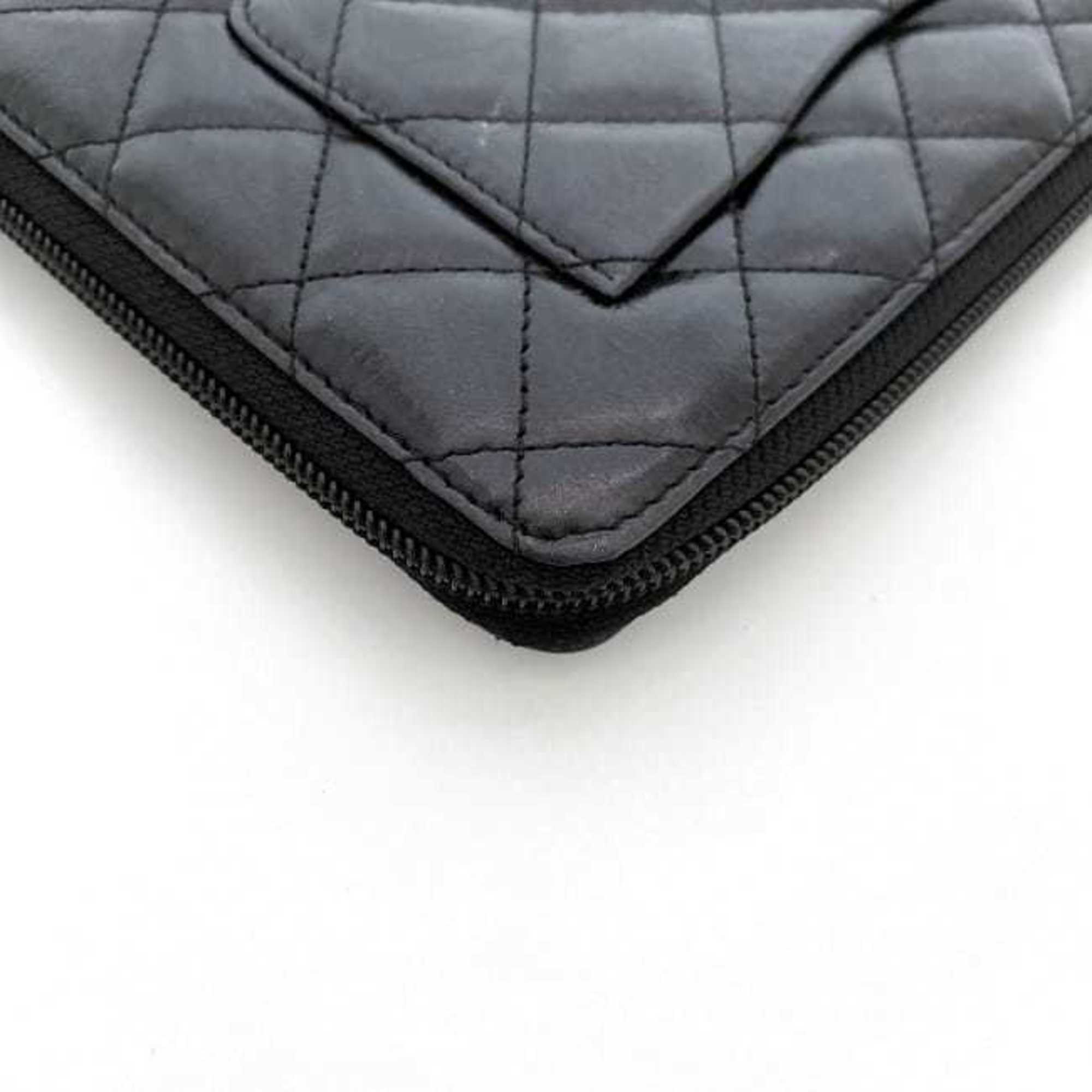Chanel Black Leather Long Wallet (Bi-Fold)